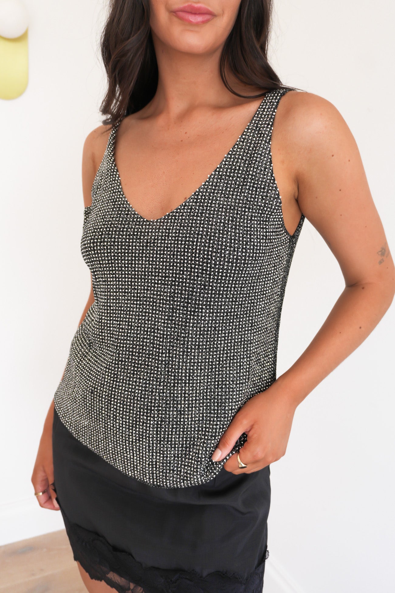 Eilish Glitter Top Black