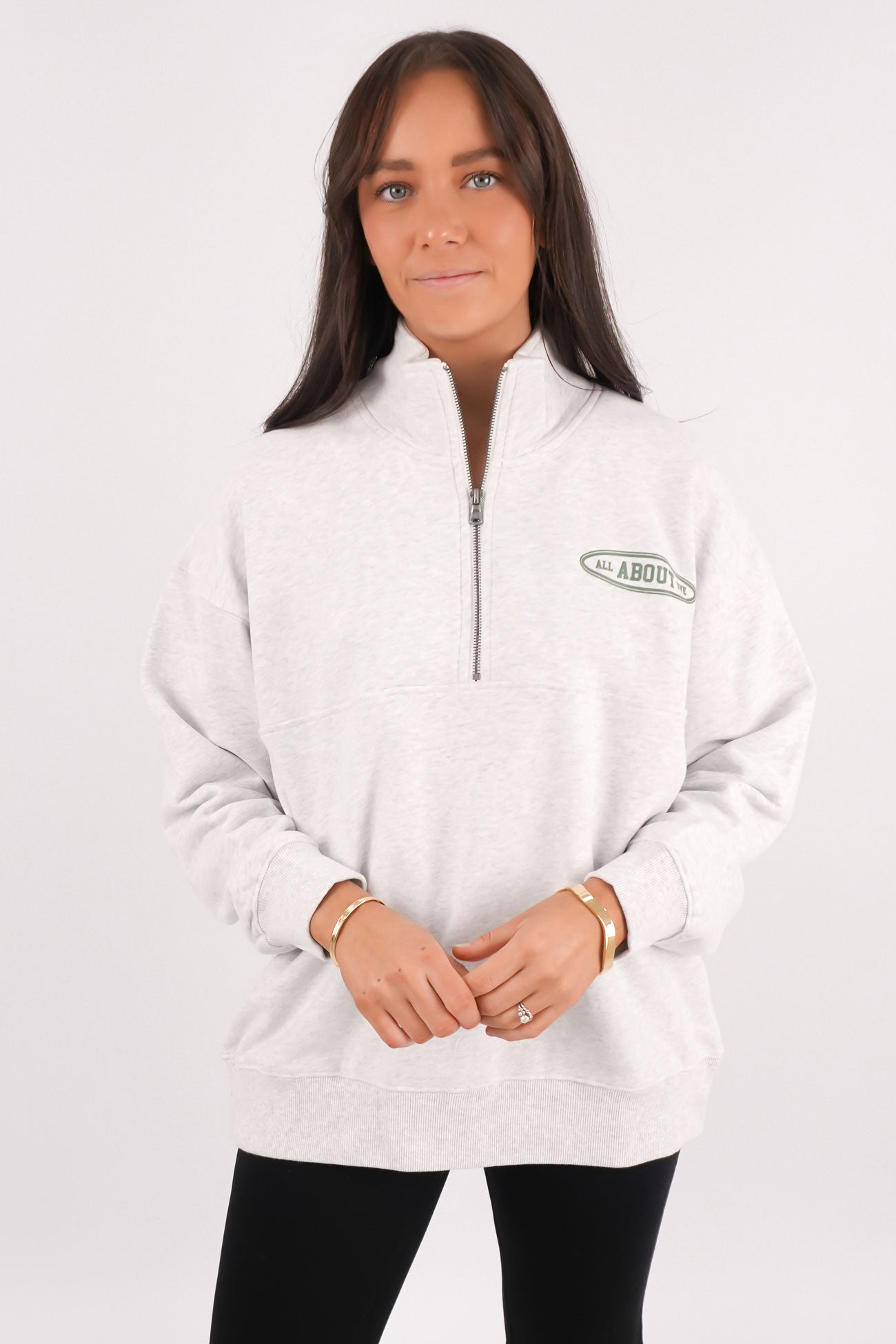 Elevated Relaxed 1/4 Zip Snow Marle
