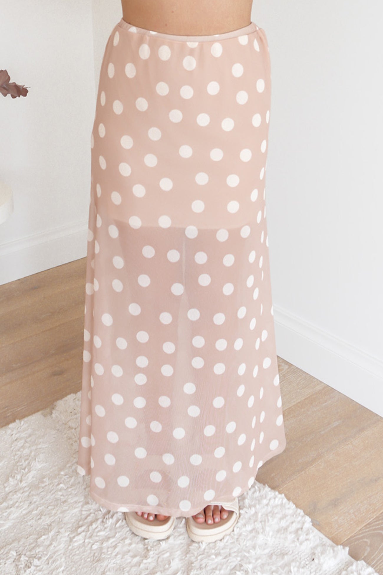 Elsie Maxi Skirt Camel Polka Dot