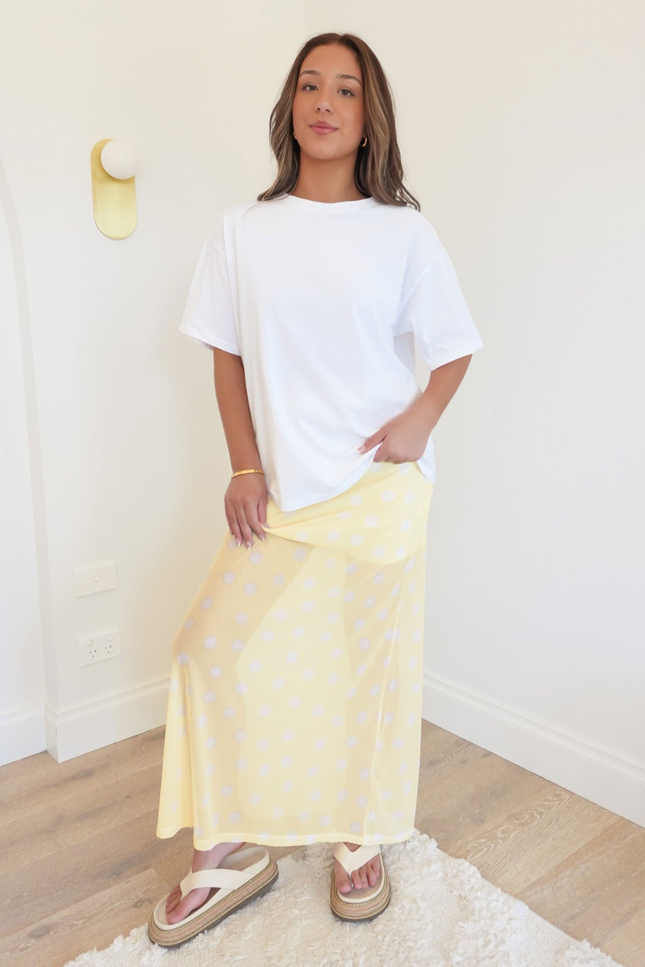 Elsie Maxi Skirt Yellow Polka Dot
