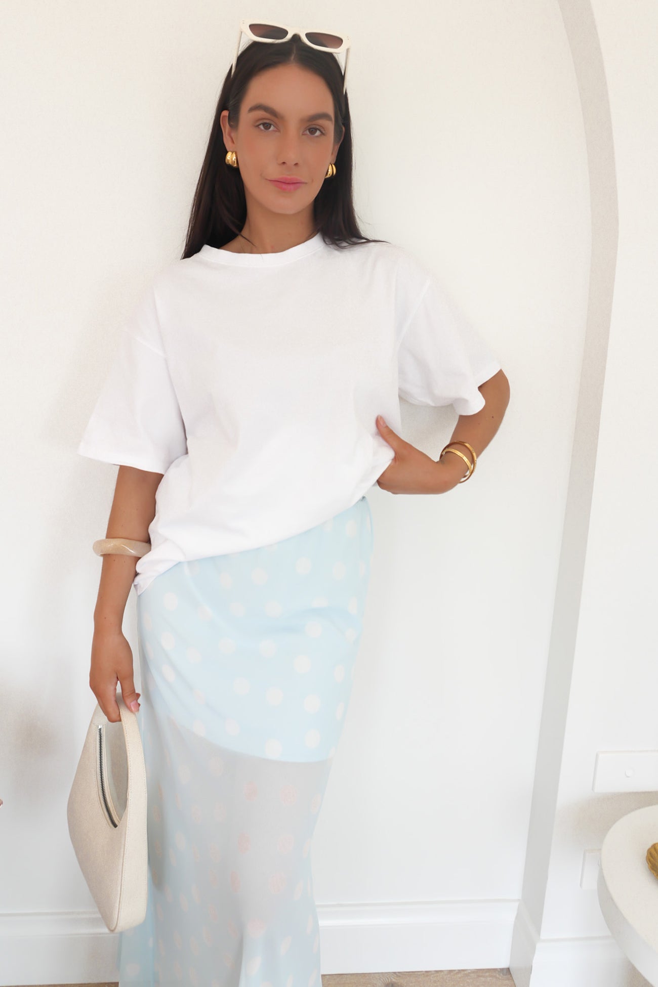 Elsie Maxi Skirt Blue Polka Dot