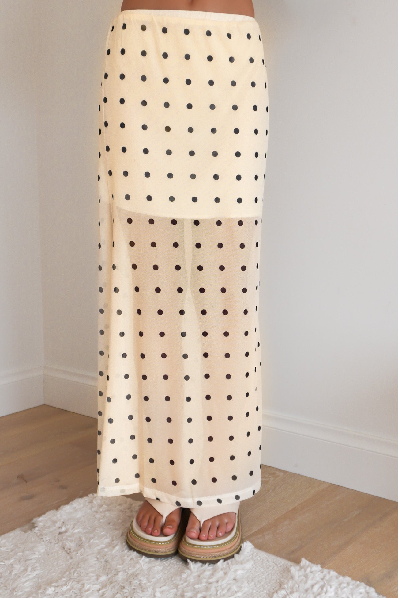 Elsie Maxi Skirt Cream Polka Dot