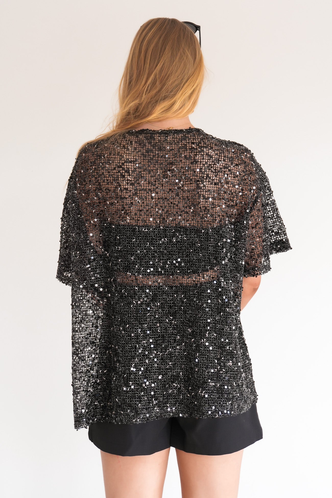 Elyse Sequin Tee Black