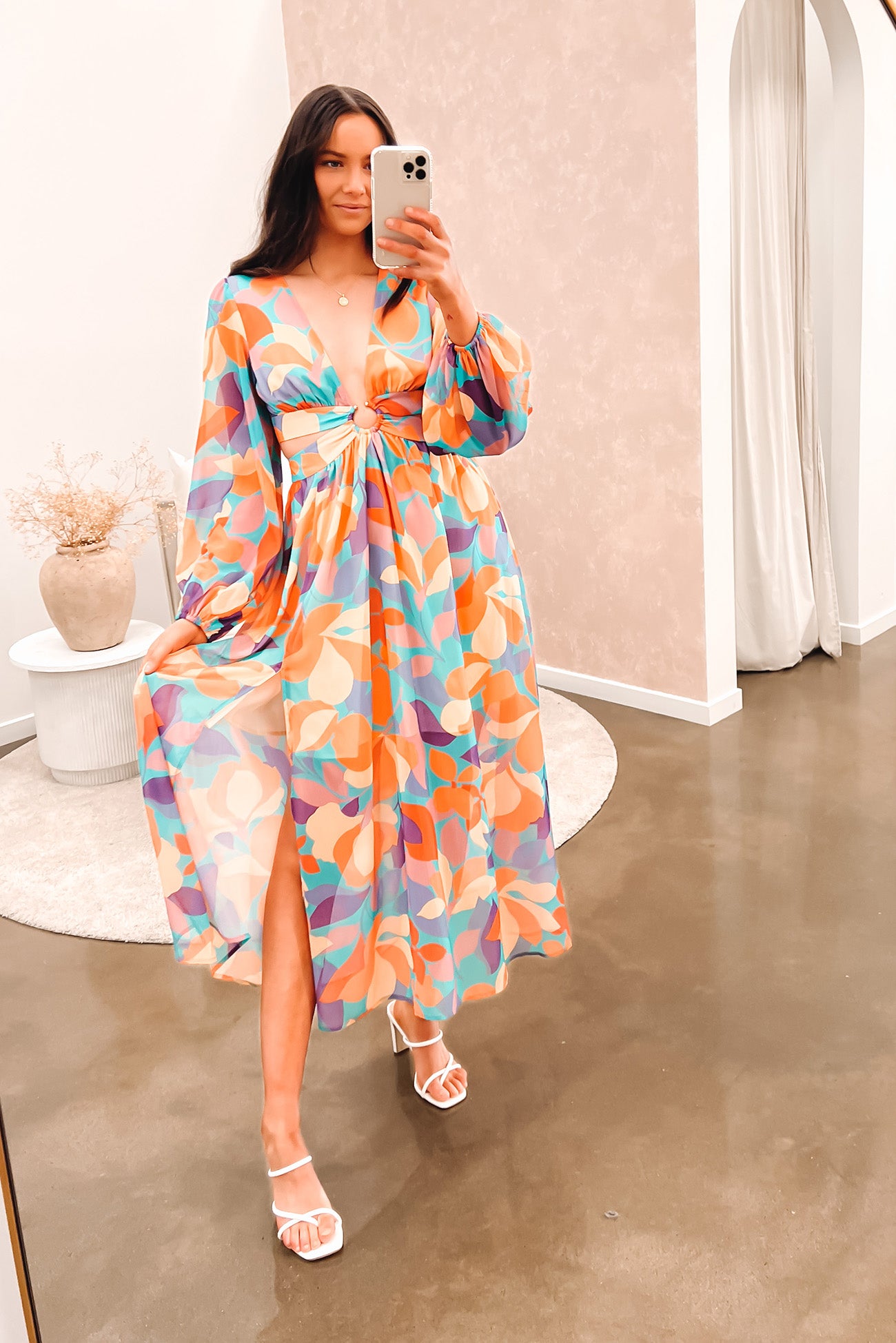 Emmett Midi Dress Orange Multi