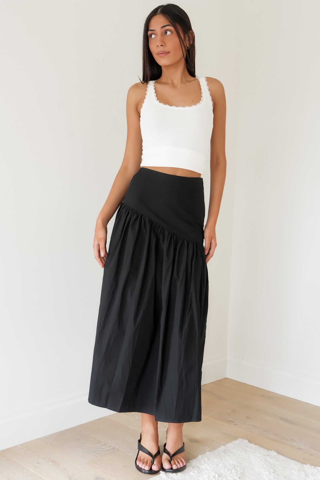 Essential Asym Maxi Skirt Black