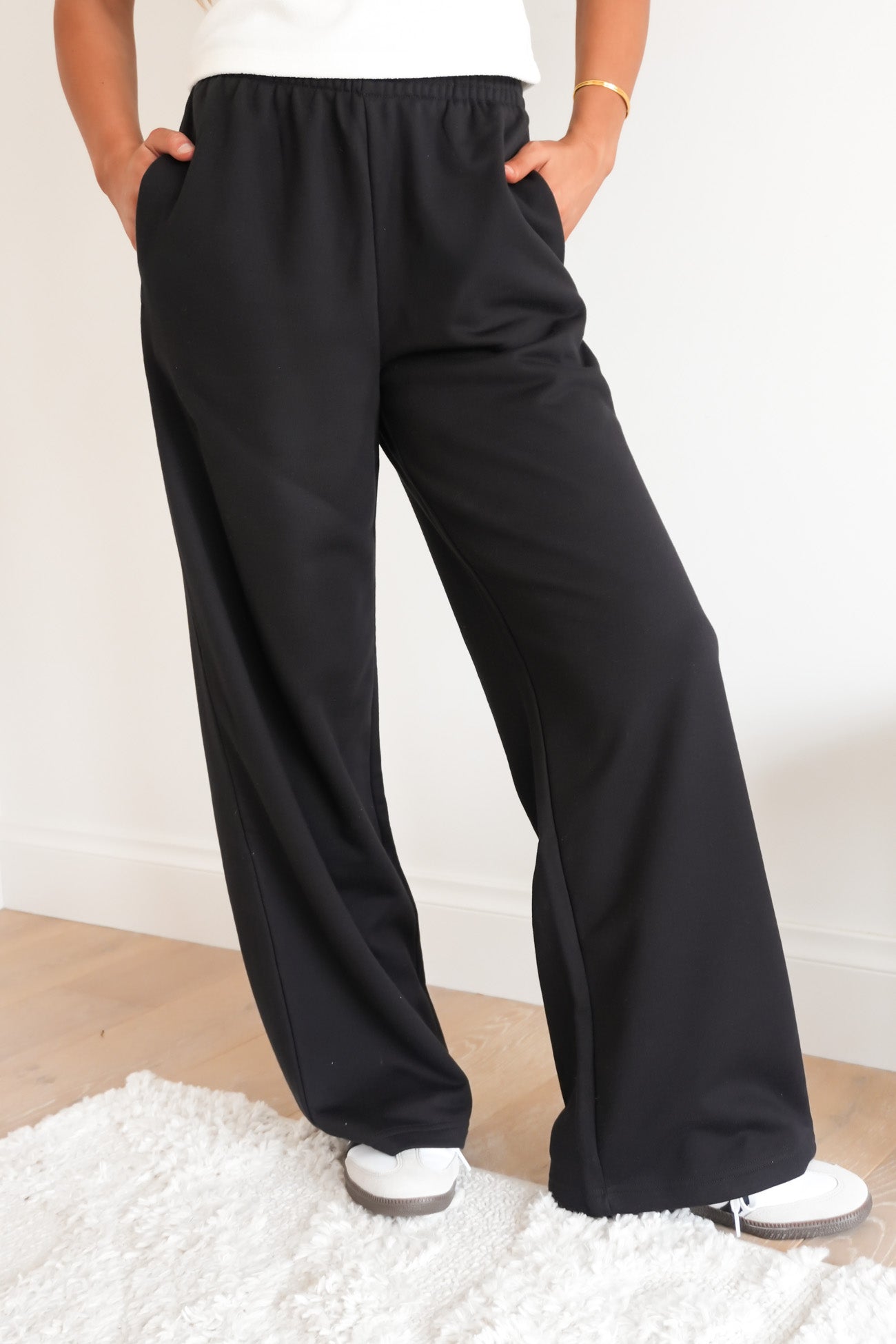 Essentials Wide Leg French Terry Pant Black