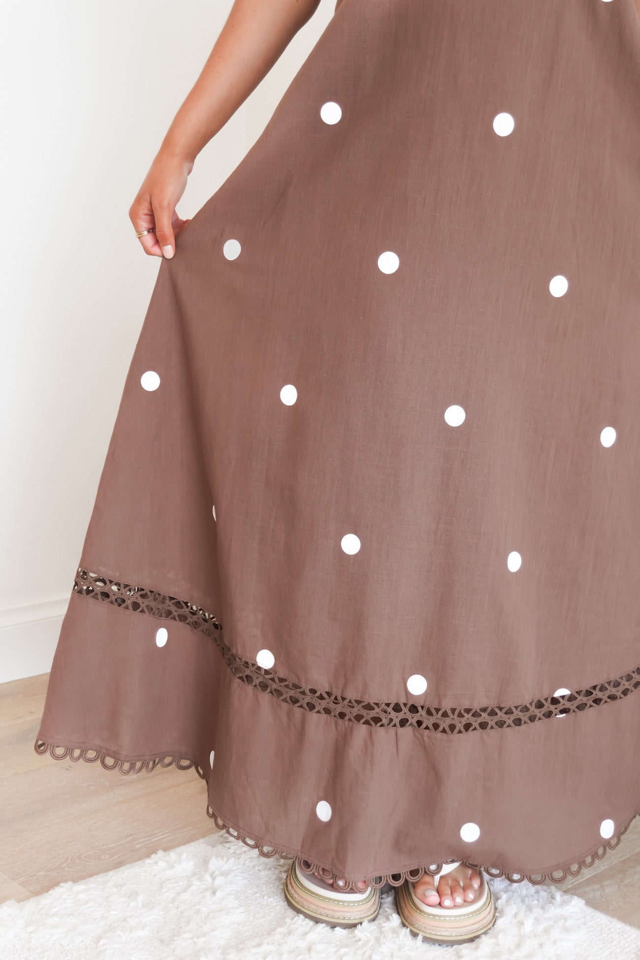 Estella Maxi Dress Chocolate Polka Dot