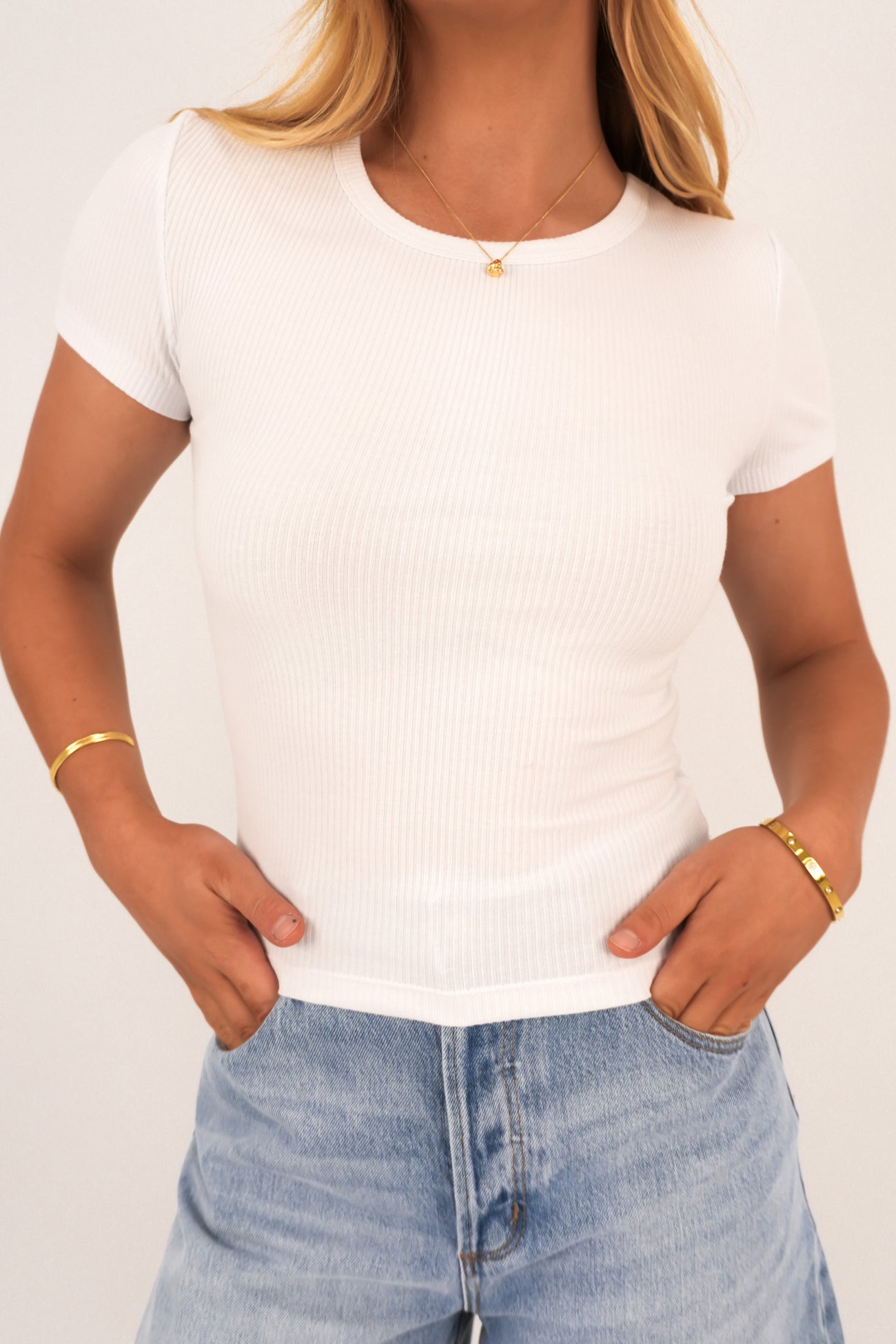 Eve Rib Baby Tee White