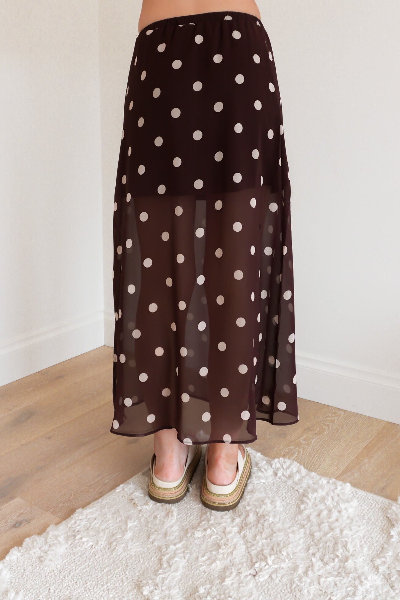 Everett Maxi Skirt Chocolate Polka Dot