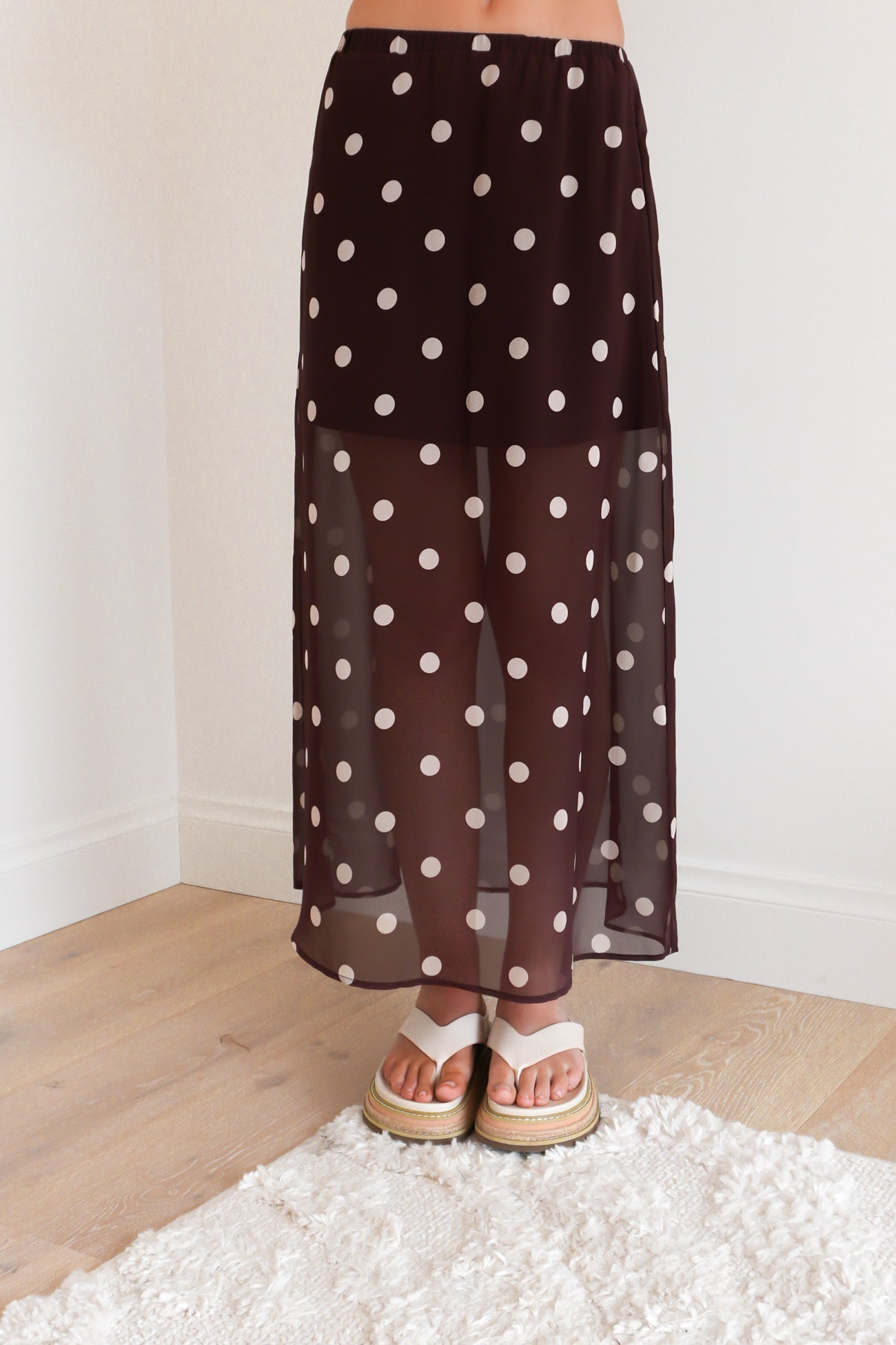 Everett Maxi Skirt Chocolate Polka Dot