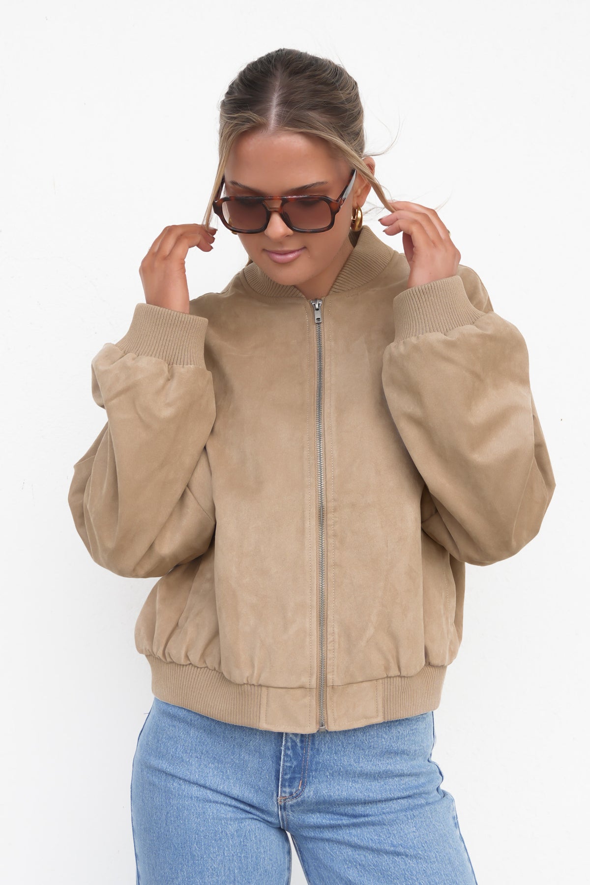 Evie Suede Bomber Sand