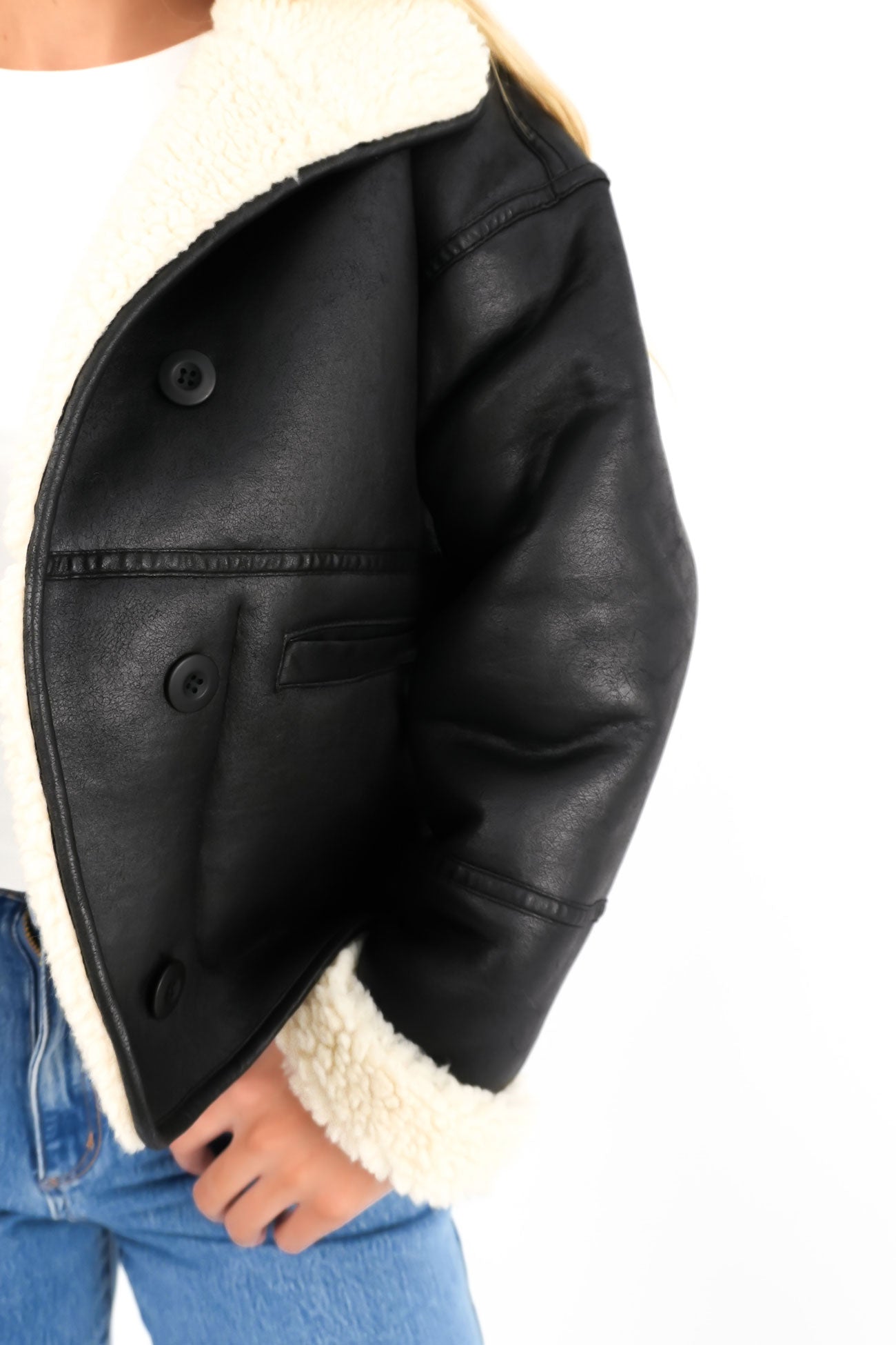 Faux Shearling Jacket Black