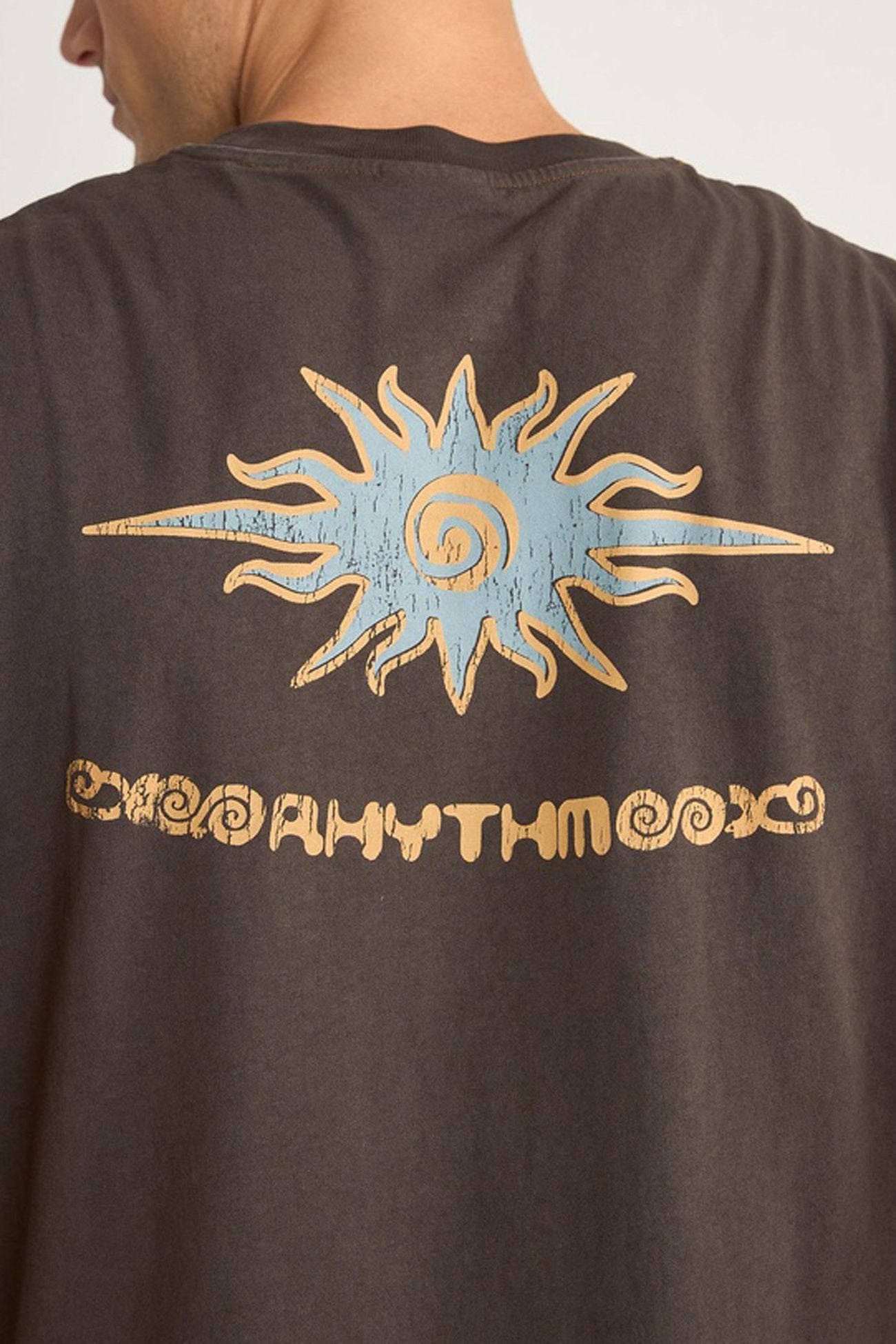 Flame Printed Vintage Short Sleeve T-Shirt Black