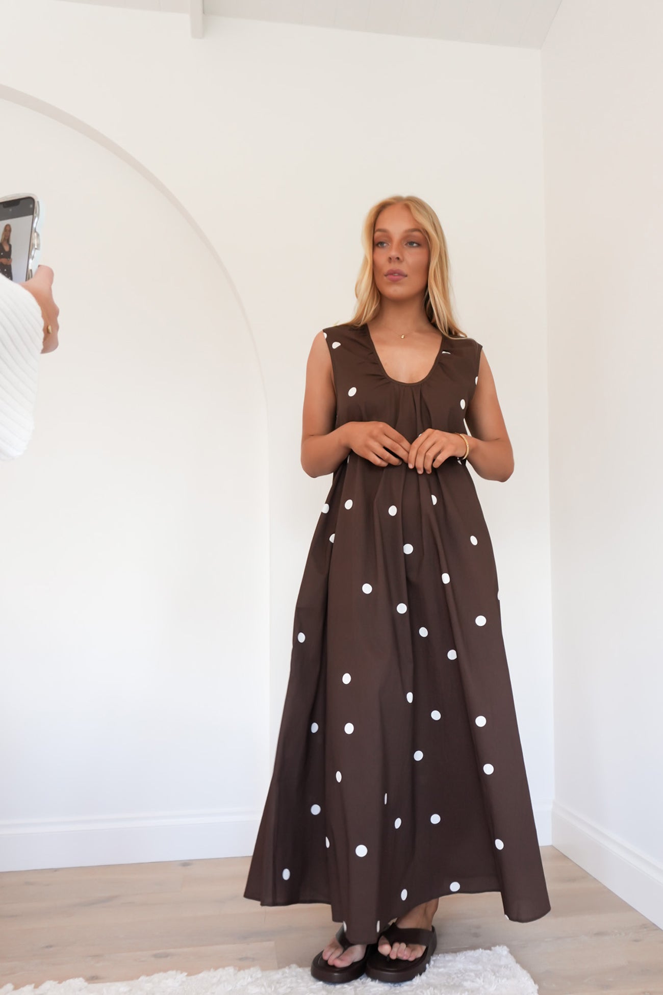 Gloria Maxi Dress Chocolate Polka Dot