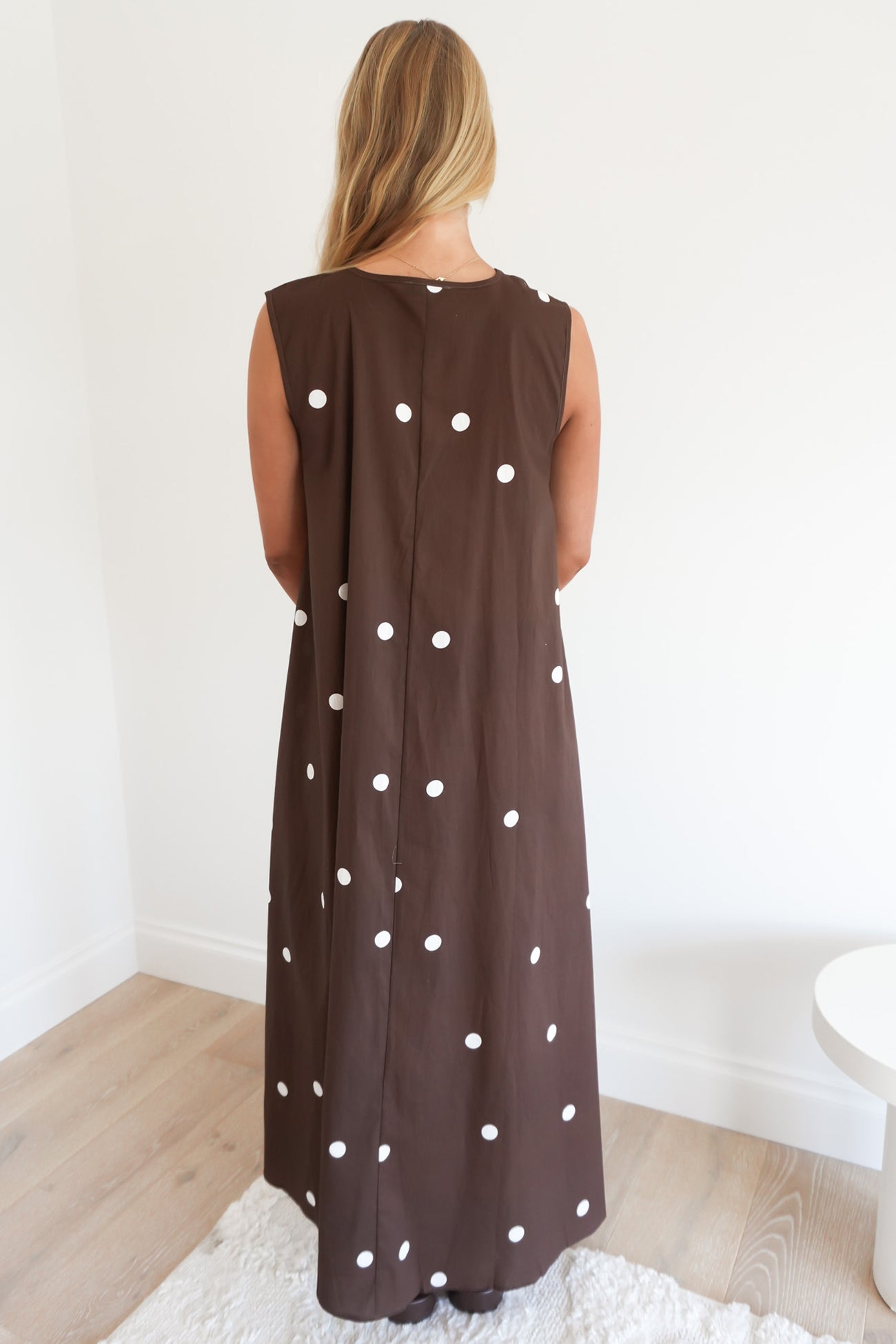 Gloria Maxi Dress Chocolate Polka Dot