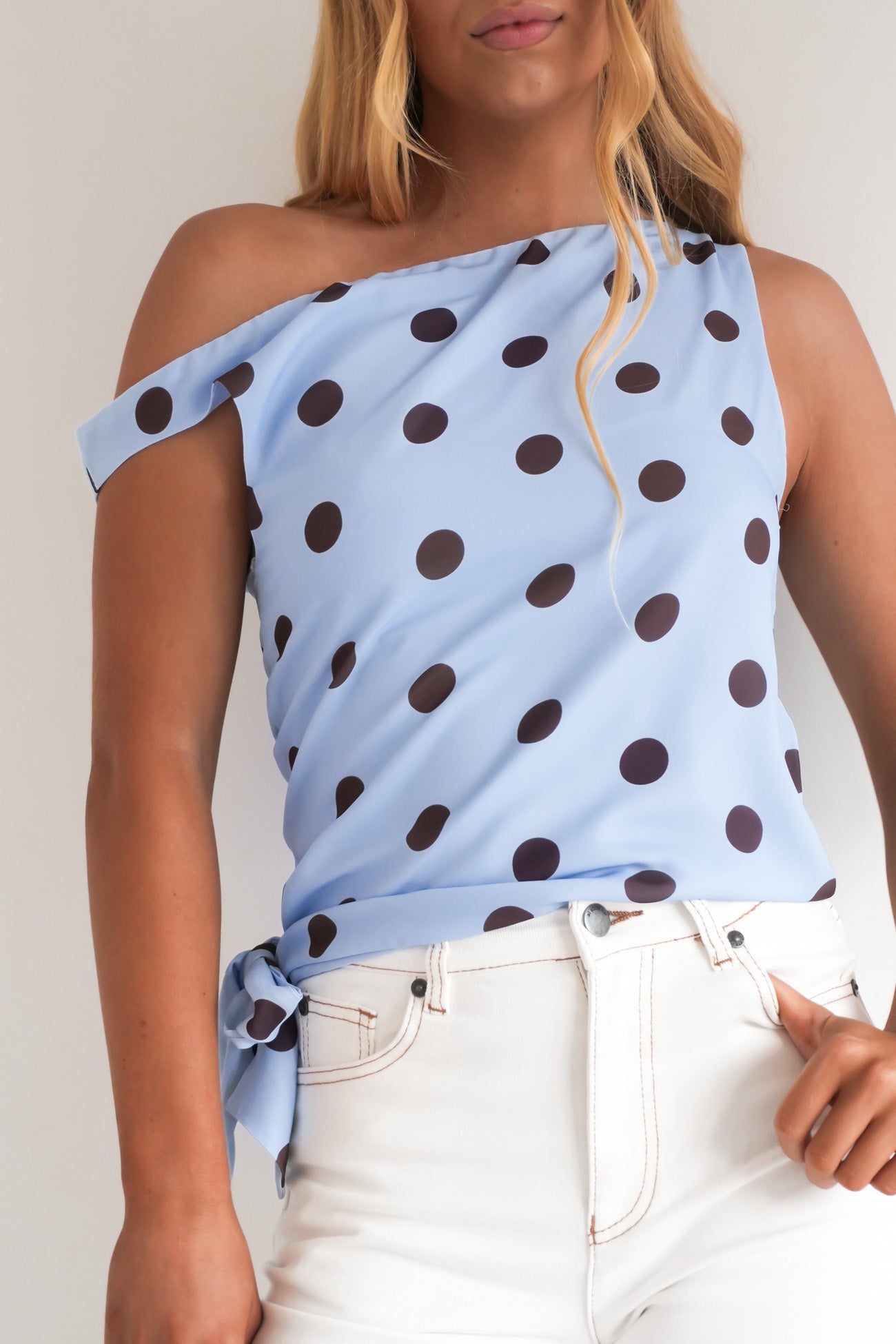 Grace Top Sky Blue Polka Dot