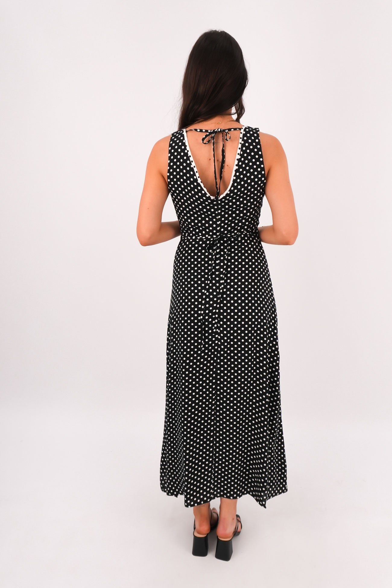 Halia Maxi Dress Black Polka Dot