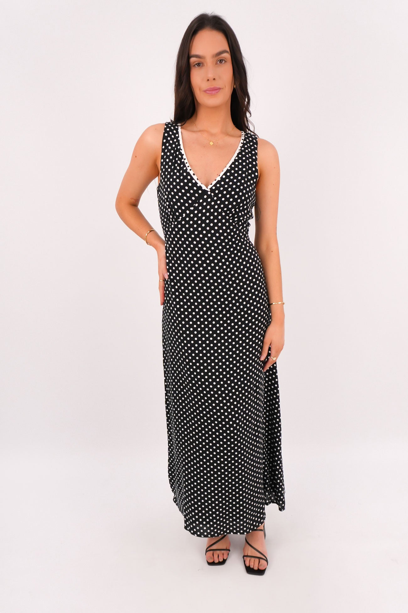 Halia Maxi Dress Black Polka Dot