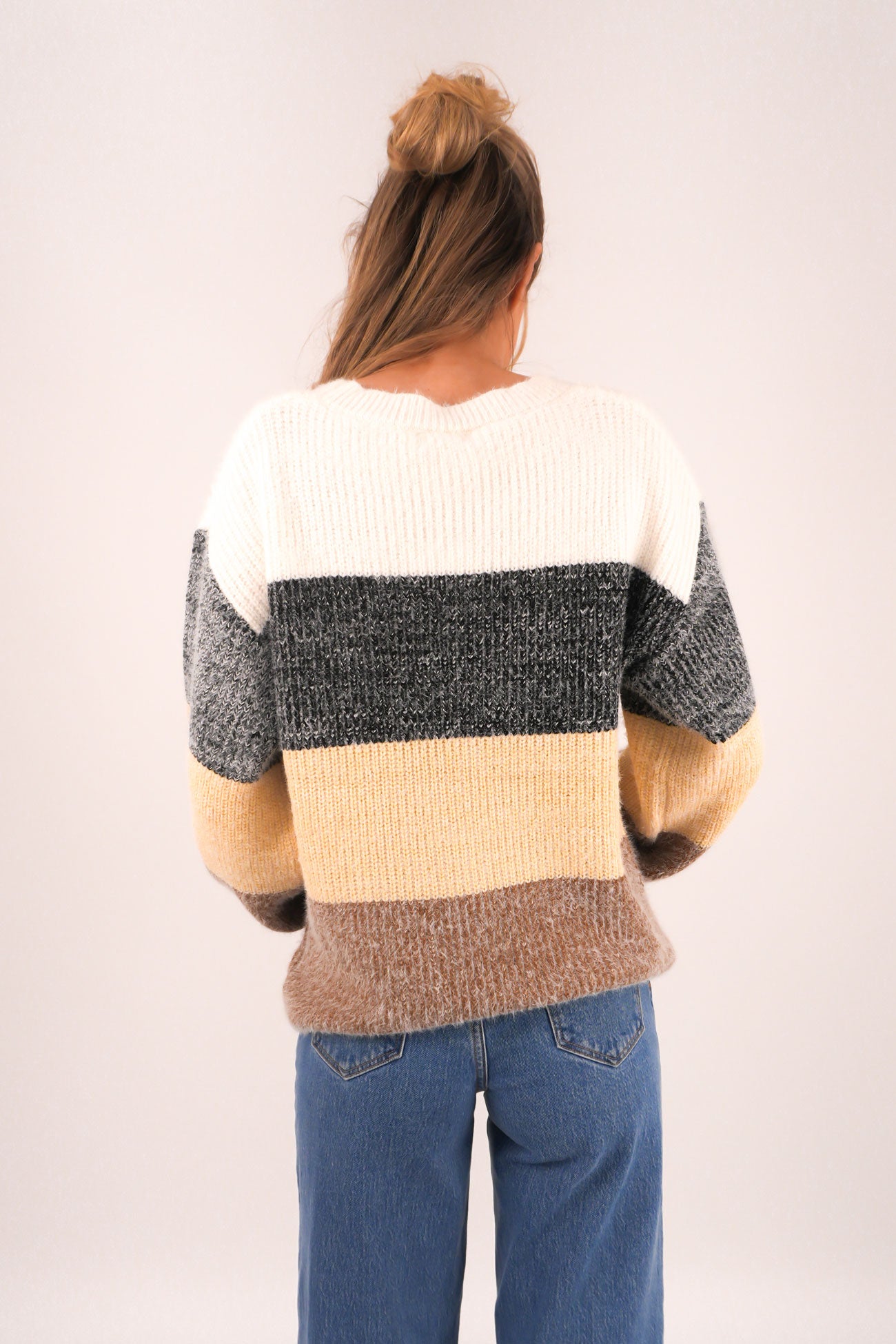 Hampton Stripe Knit Jumper Mocha Latte