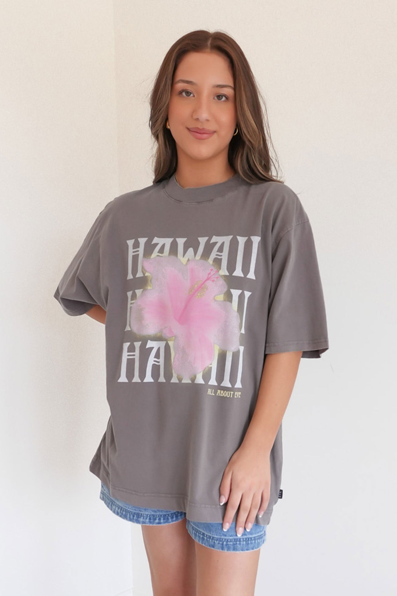Hawaii Oversized Tee Charcoal