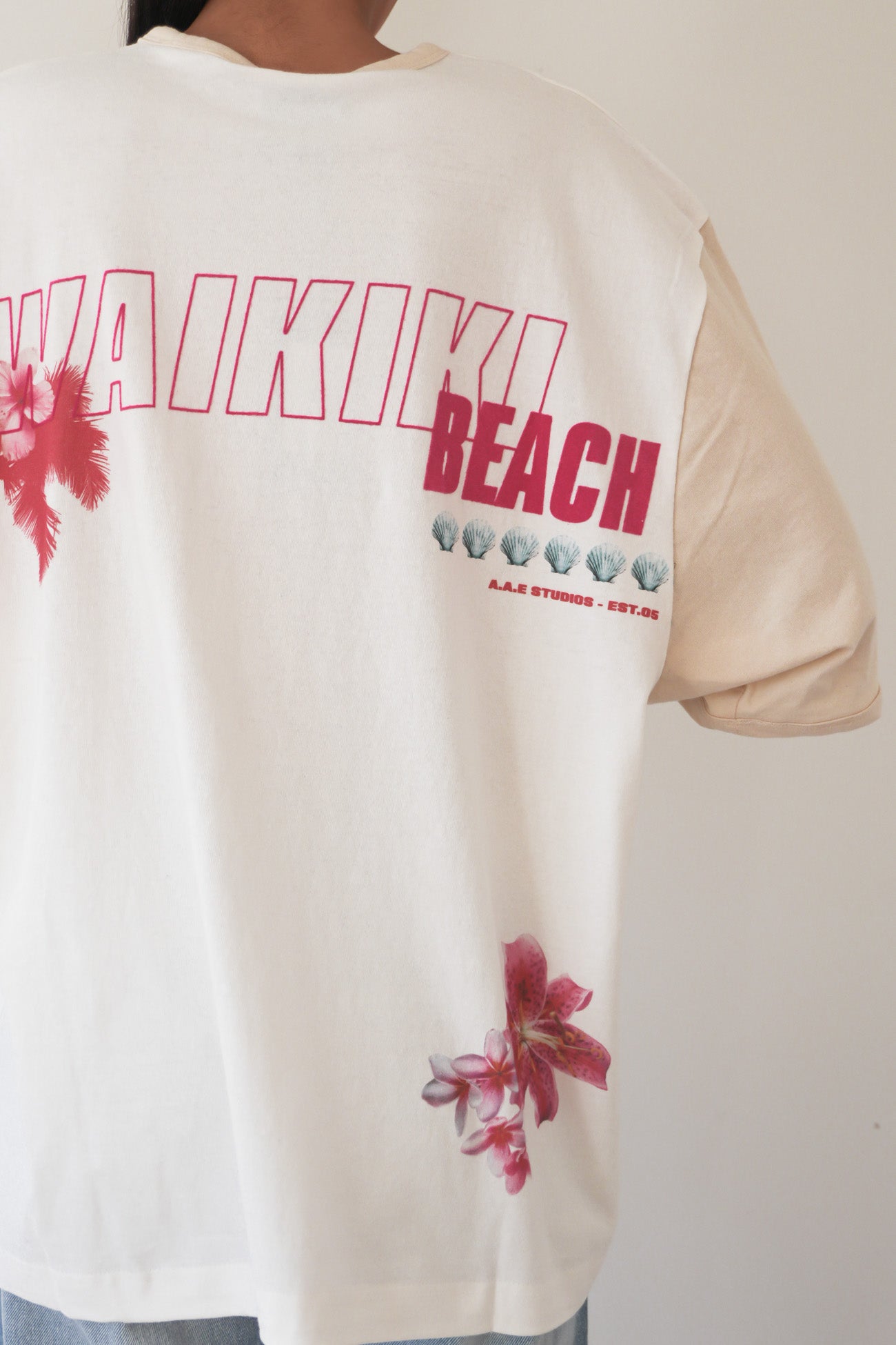 Hawaiian Hibiscus Oversized Tee Vintage White
