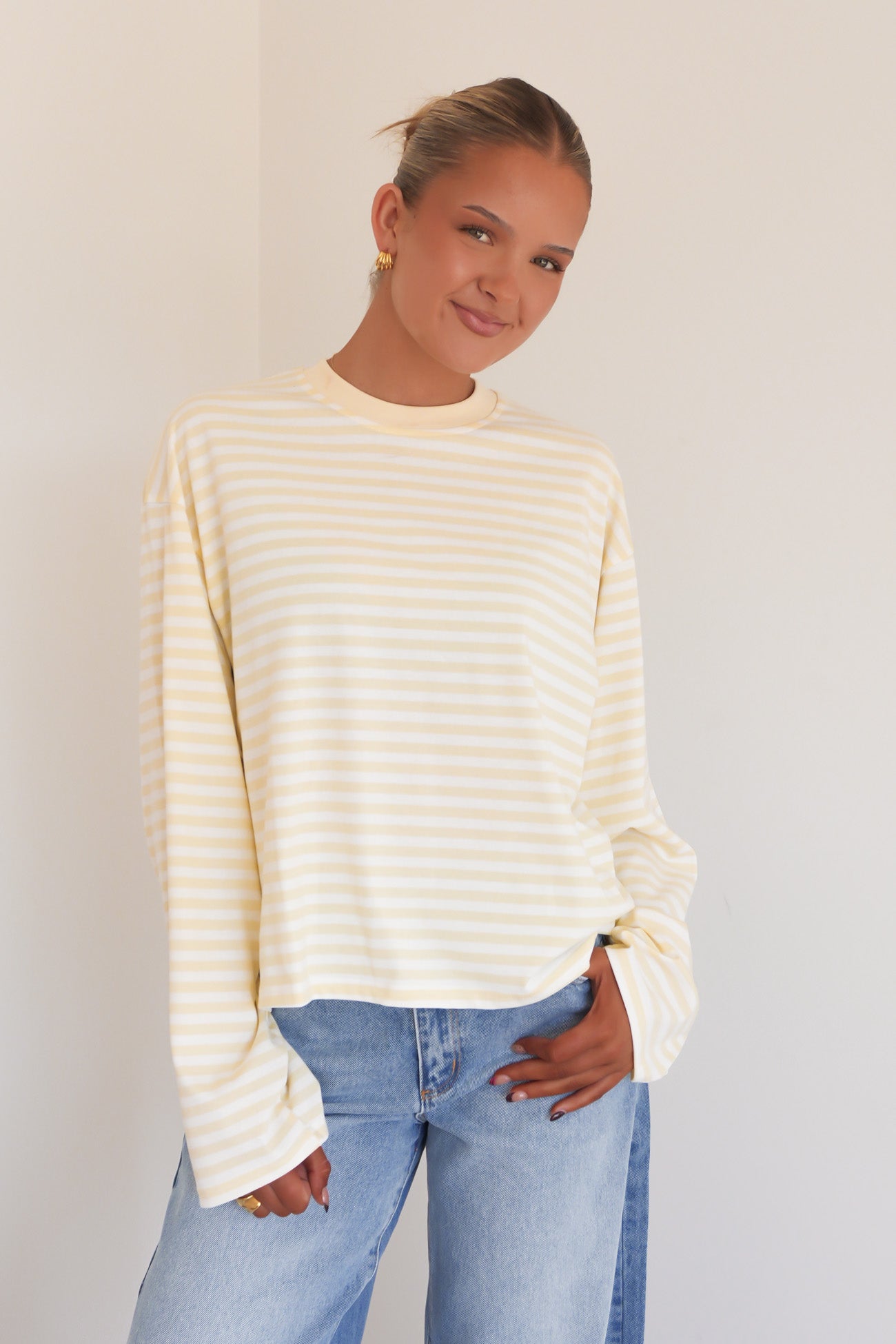 Haylee Long Sleeve Stripe Tee Lemon