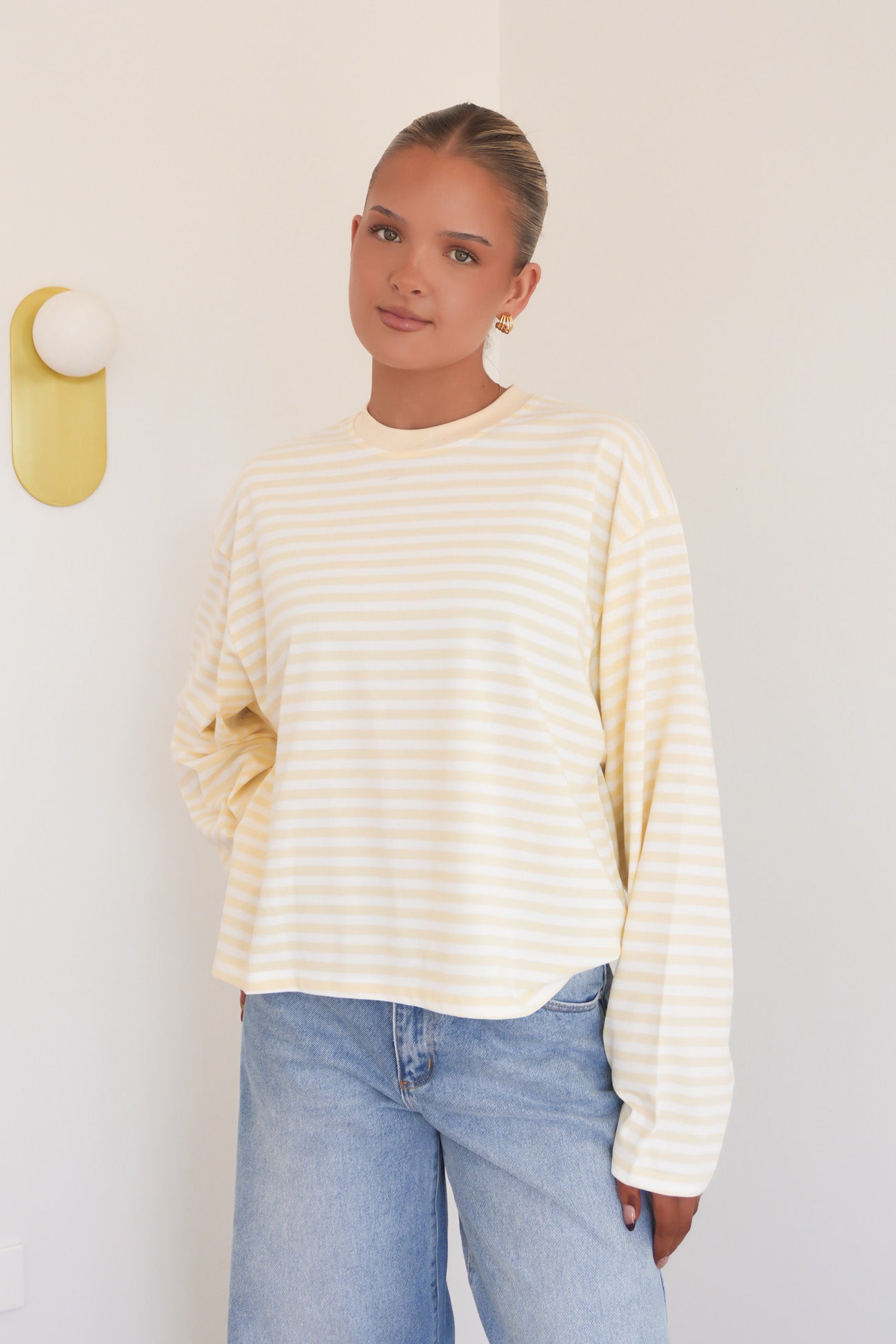 Haylee Long Sleeve Stripe Tee Lemon