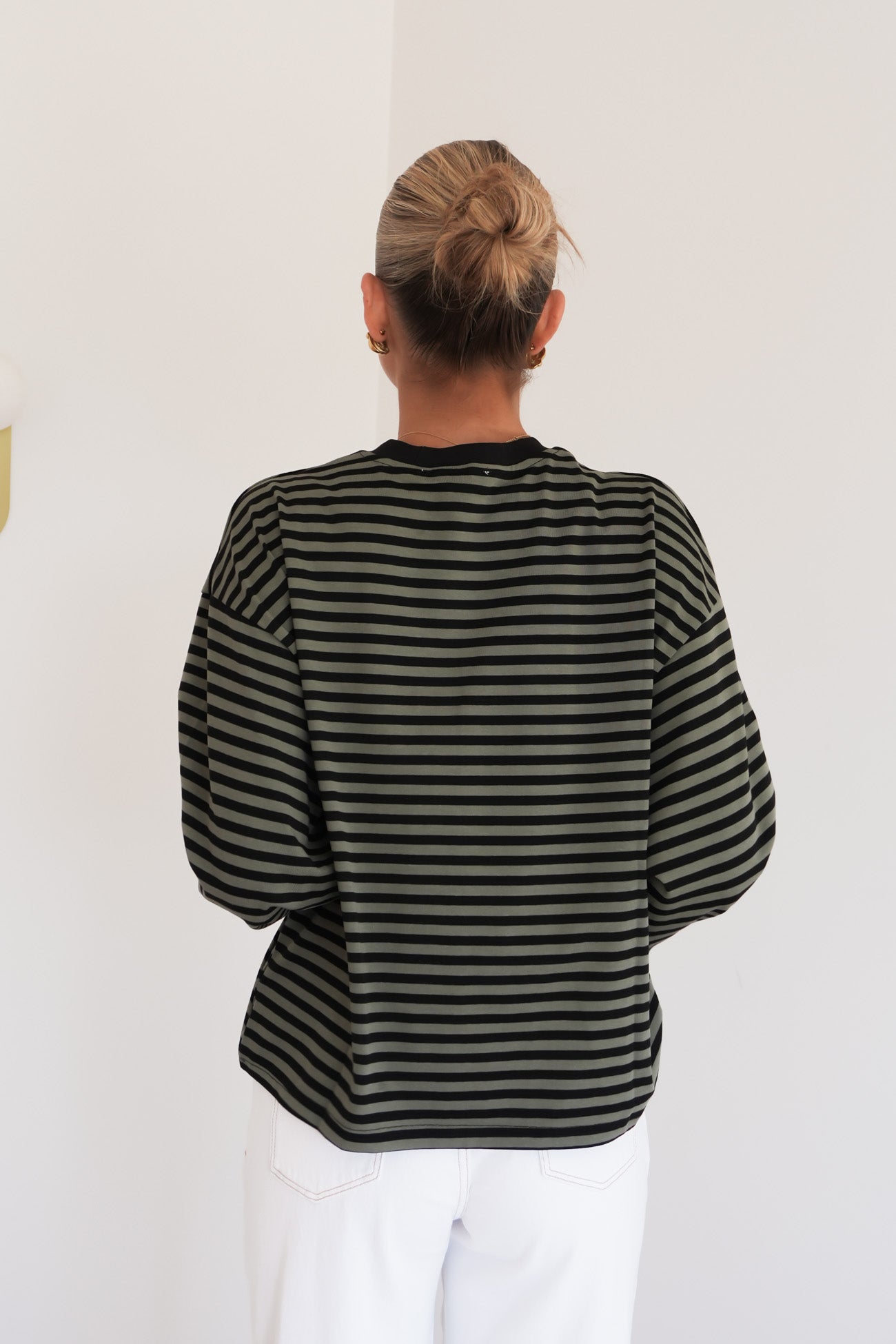 Haylee Long Sleeve Stripe Tee Olive