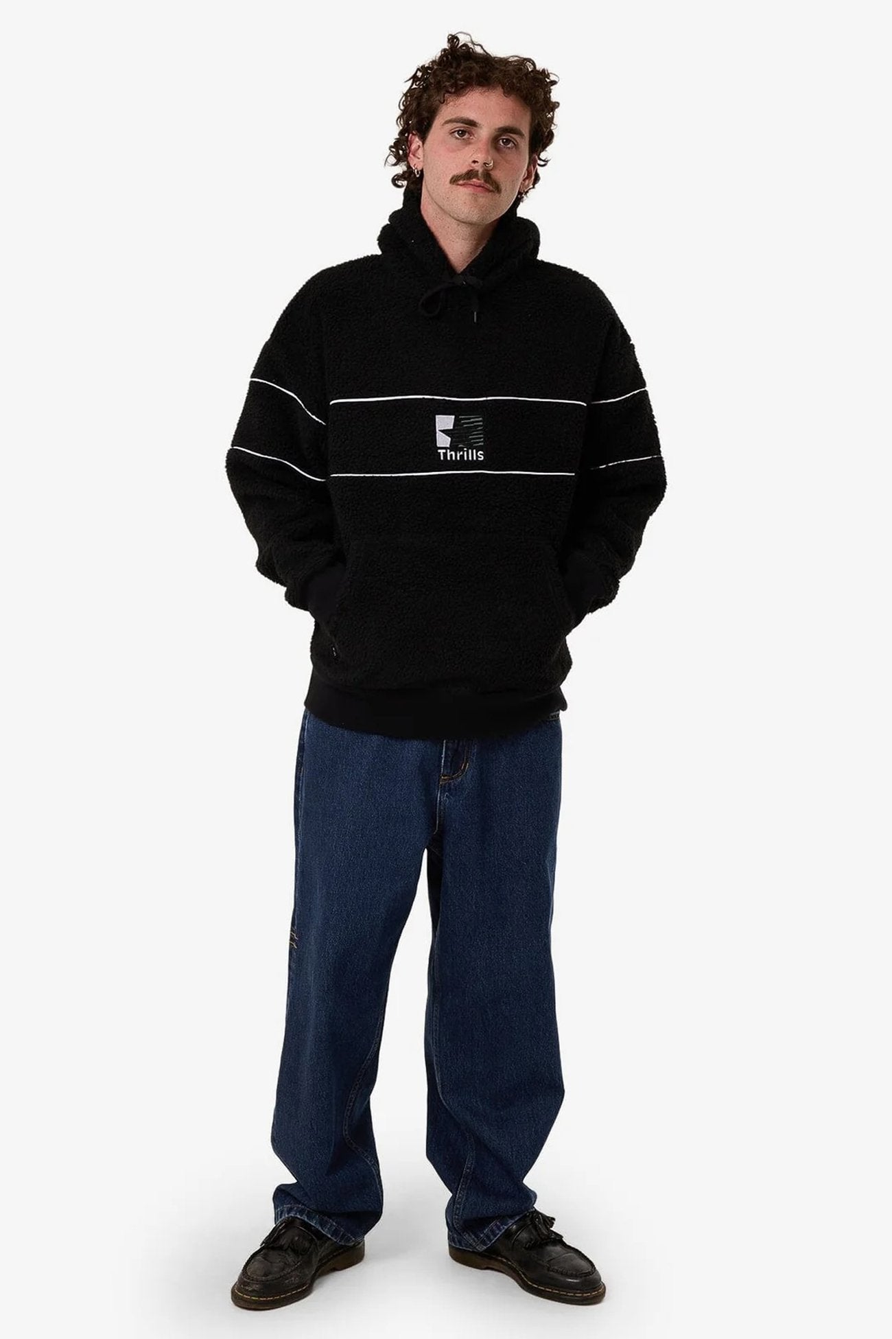 Hazed Slouch Hood Polar Fleece Black