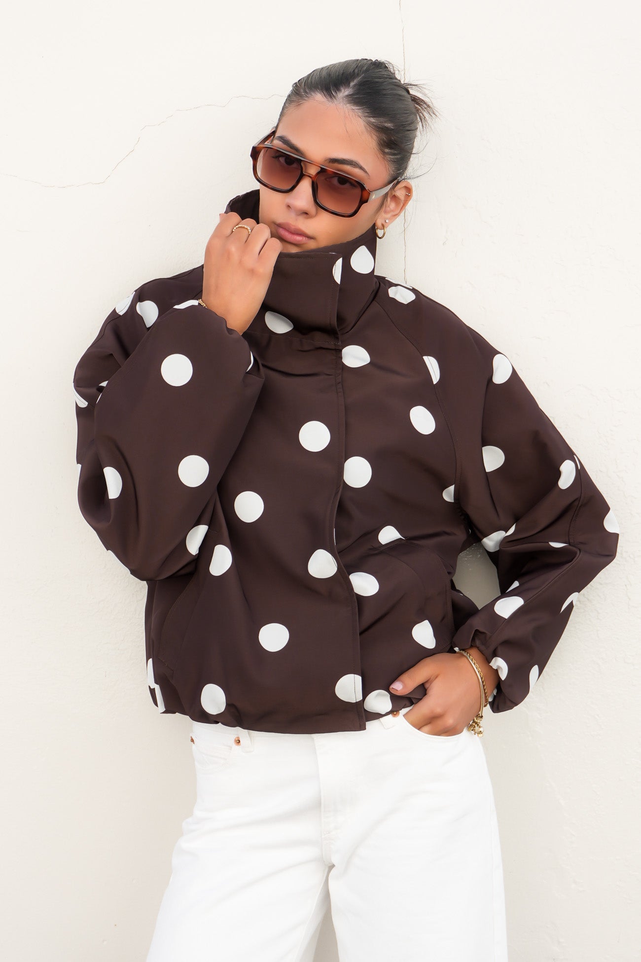 Heidi Jacket Brown Polka Dot