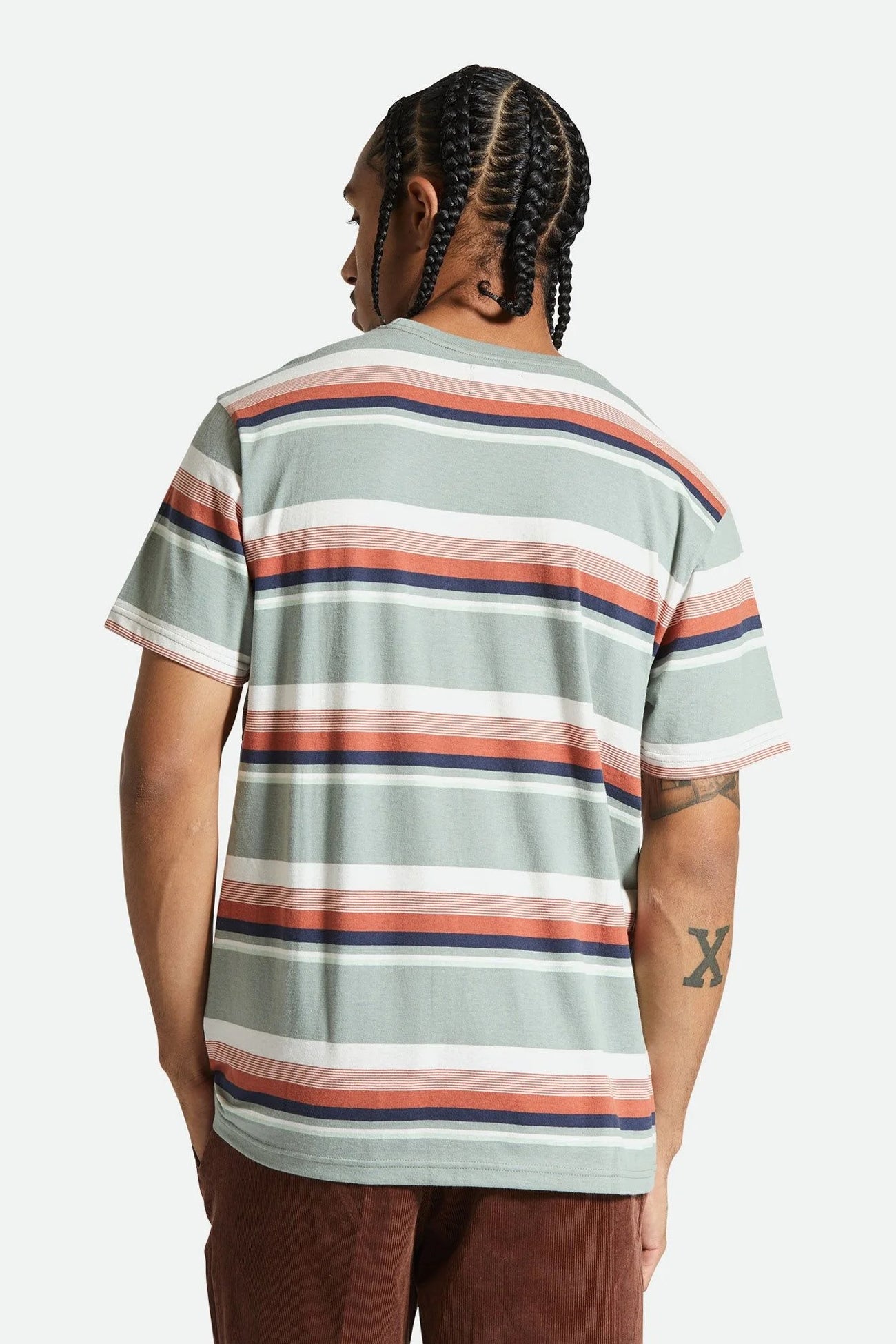 Hilt Stith Short Sleeve Knit Tee Chinois Green Terracotta Off White