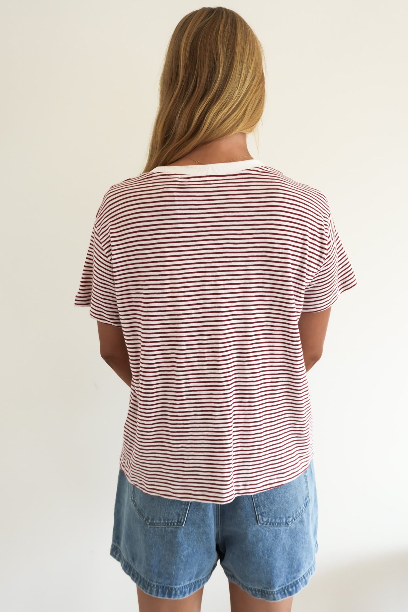 Hutch Stripe Tee Russet Brown White