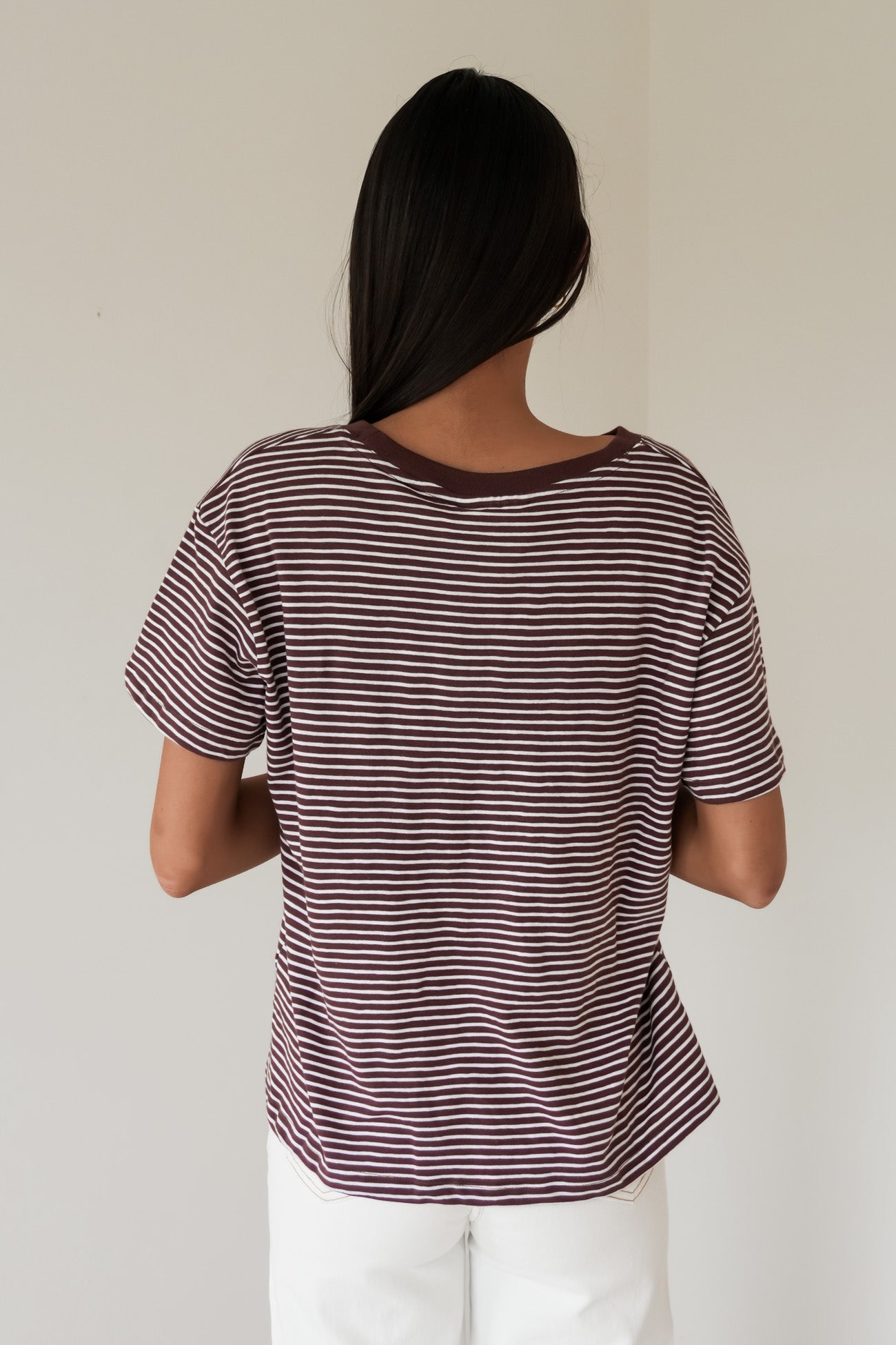 Hutch Stripe Tee Chocolate White Stripe