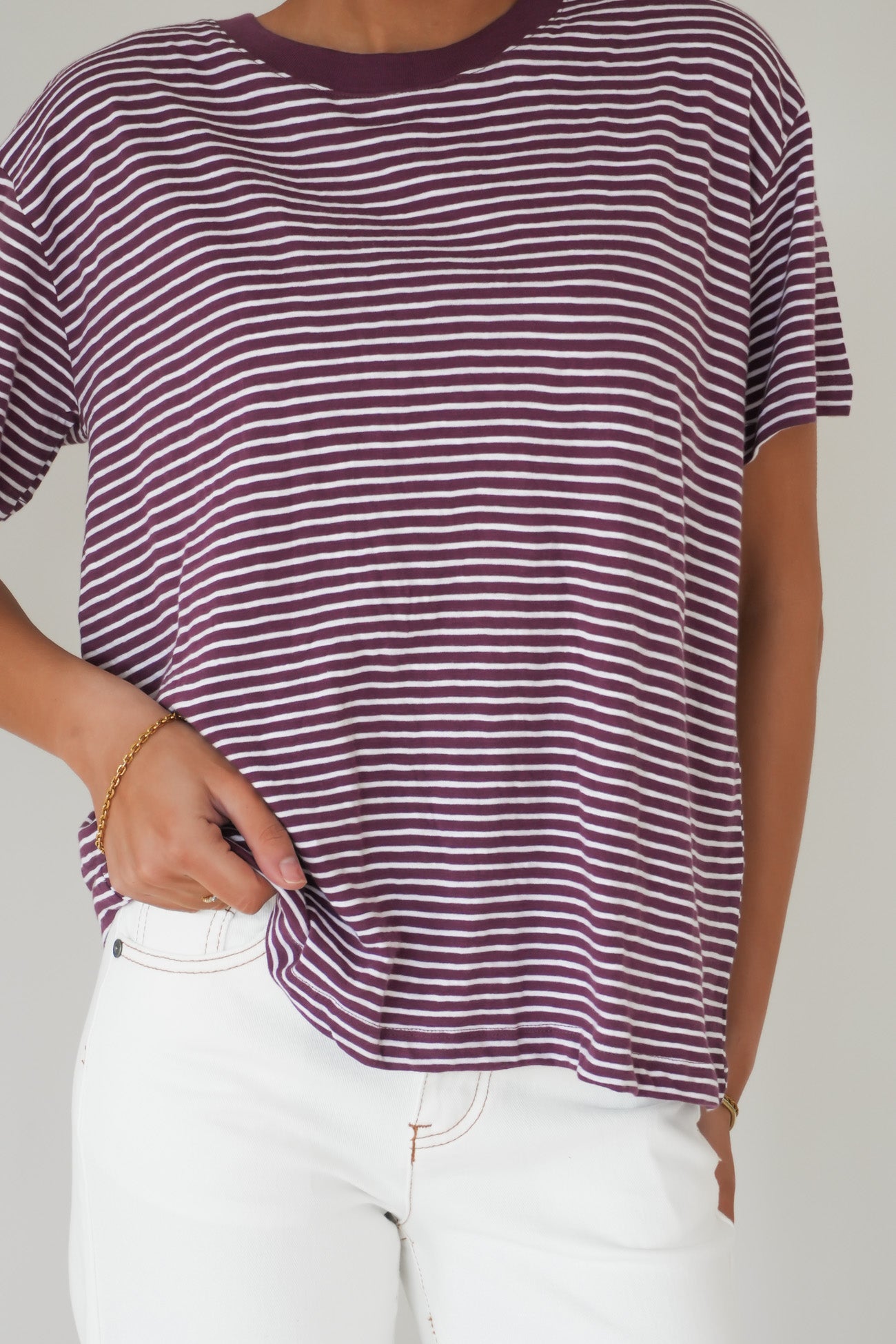 Hutch Stripe Tee Plum White