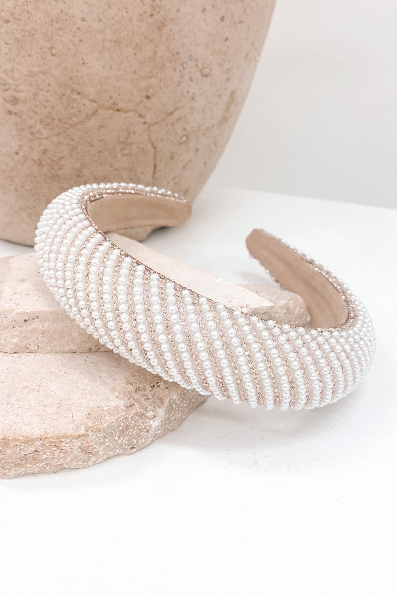 Jack Beaded Pearl Headband Champagne