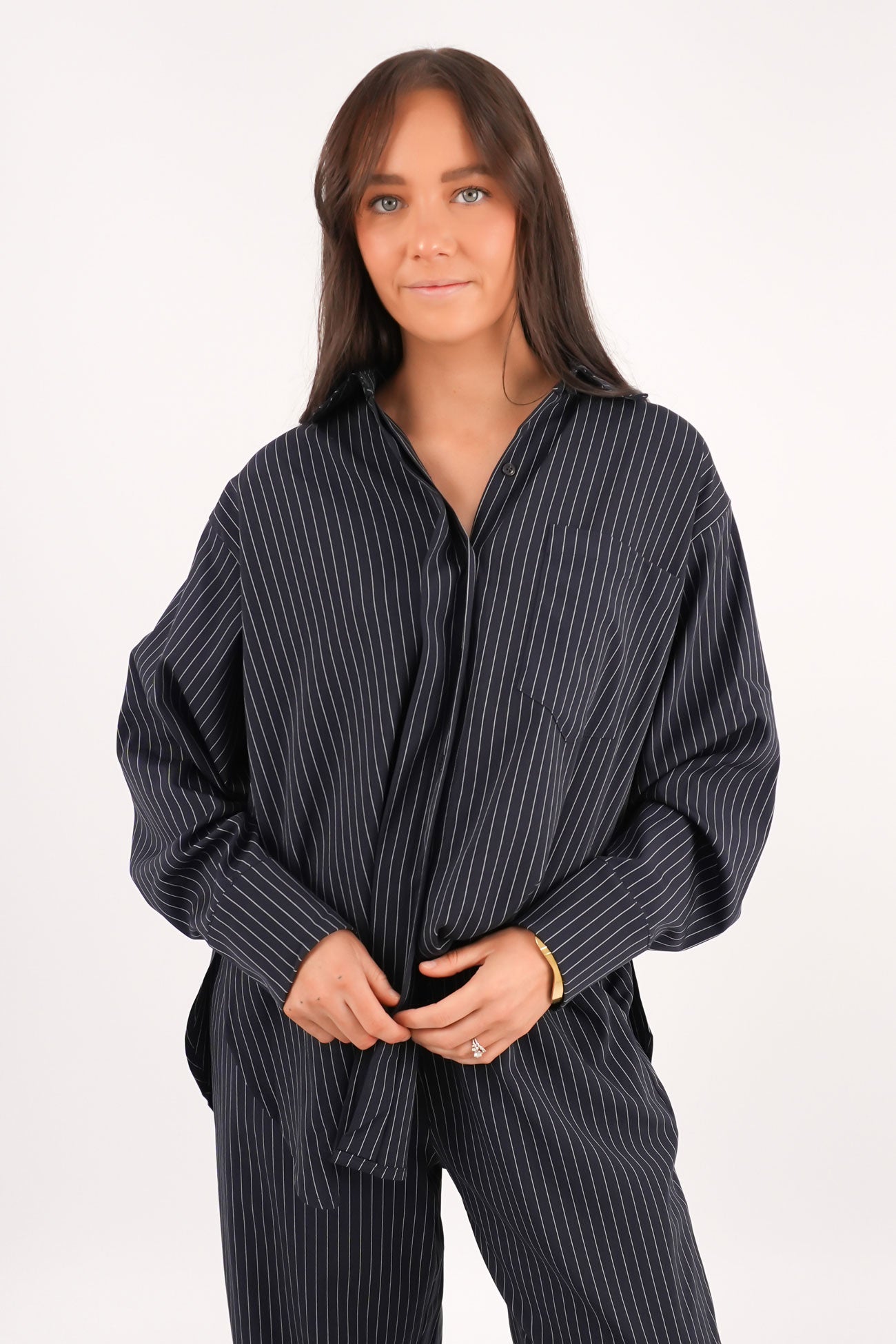 Jackson Shirt Navy Pinstripe