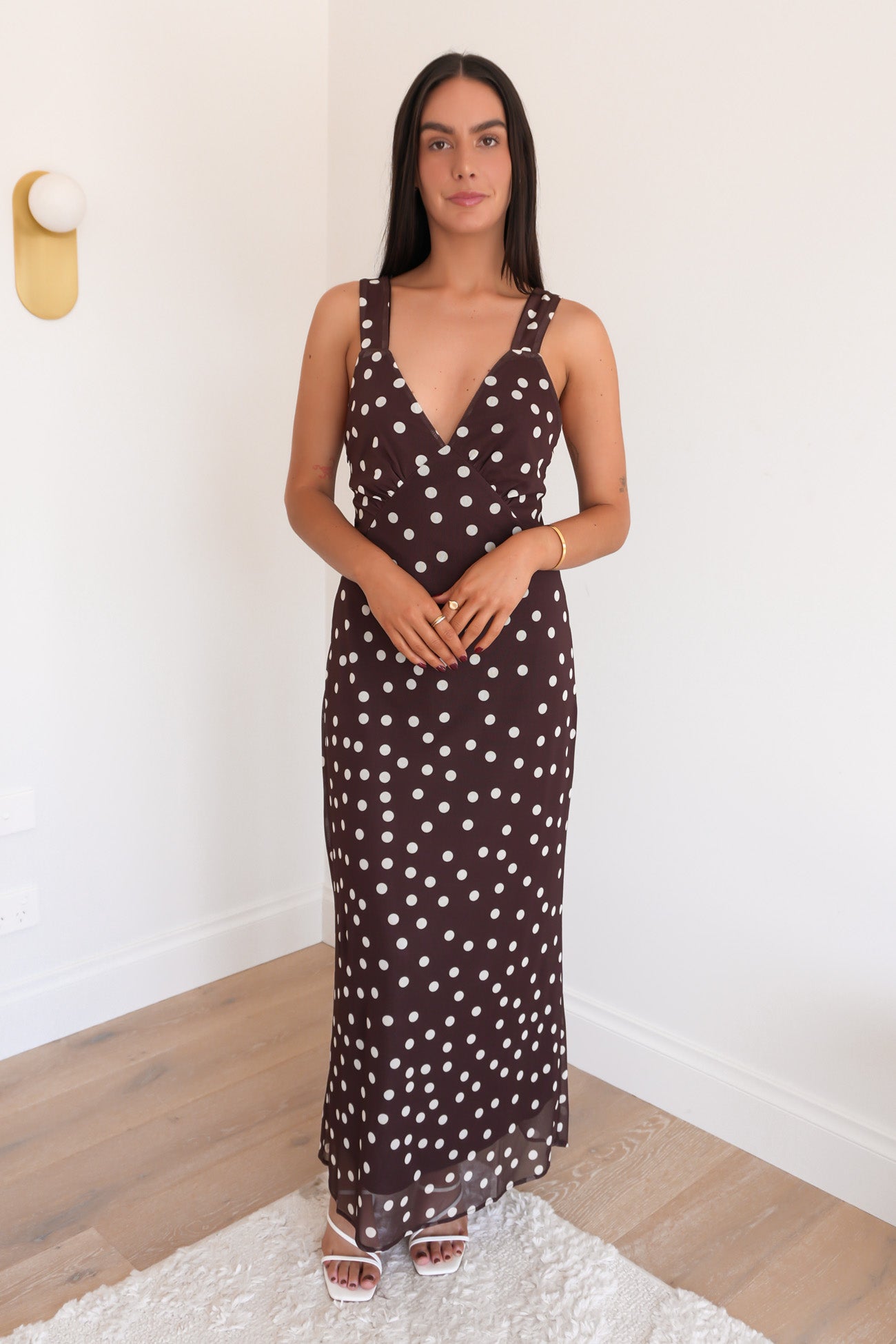 Jackson Maxi Dress Chocolate Polka Dot