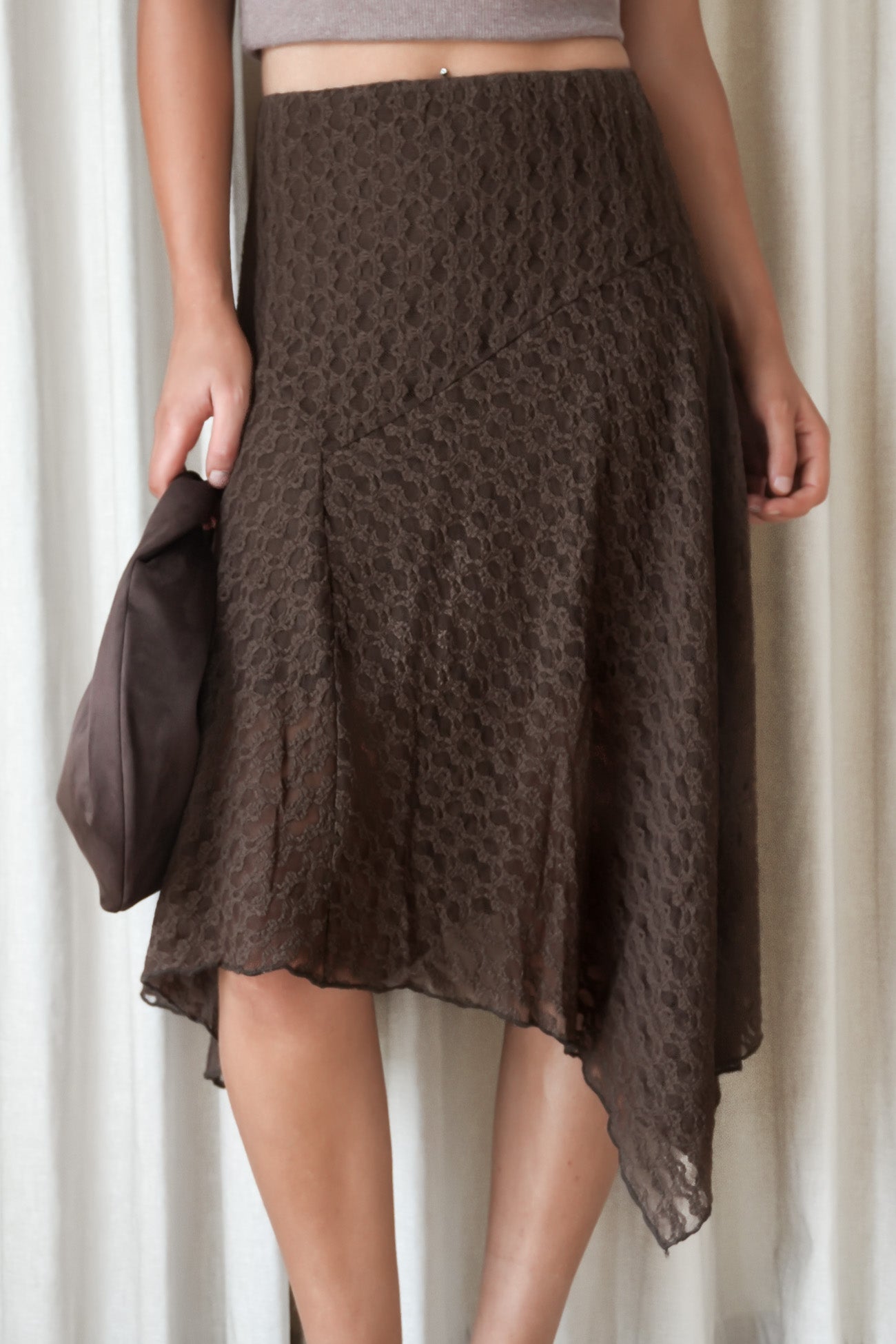Jayde Lace Midi Skirt Brown