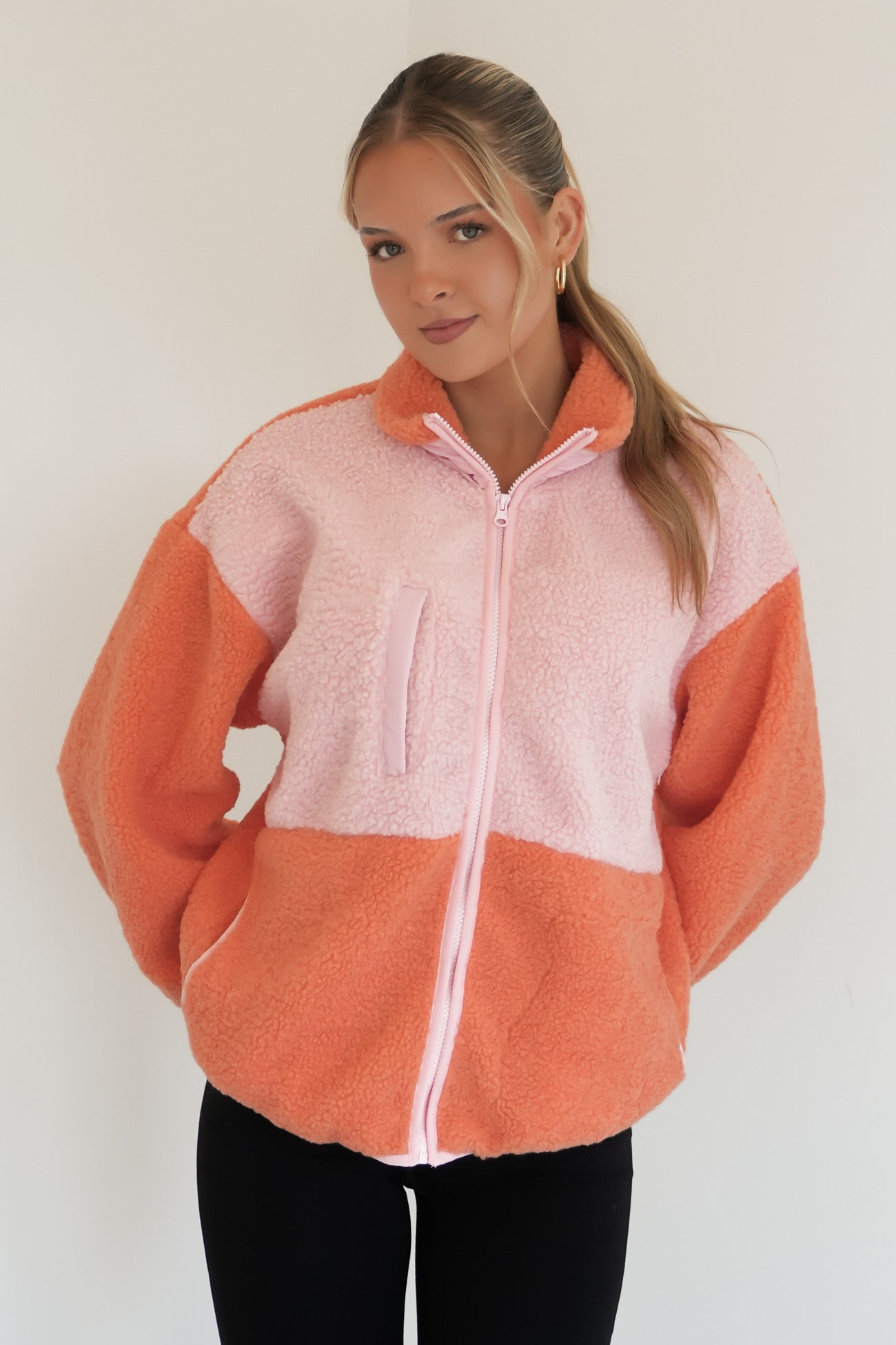Jayne Fleece Jacket Pink Orange