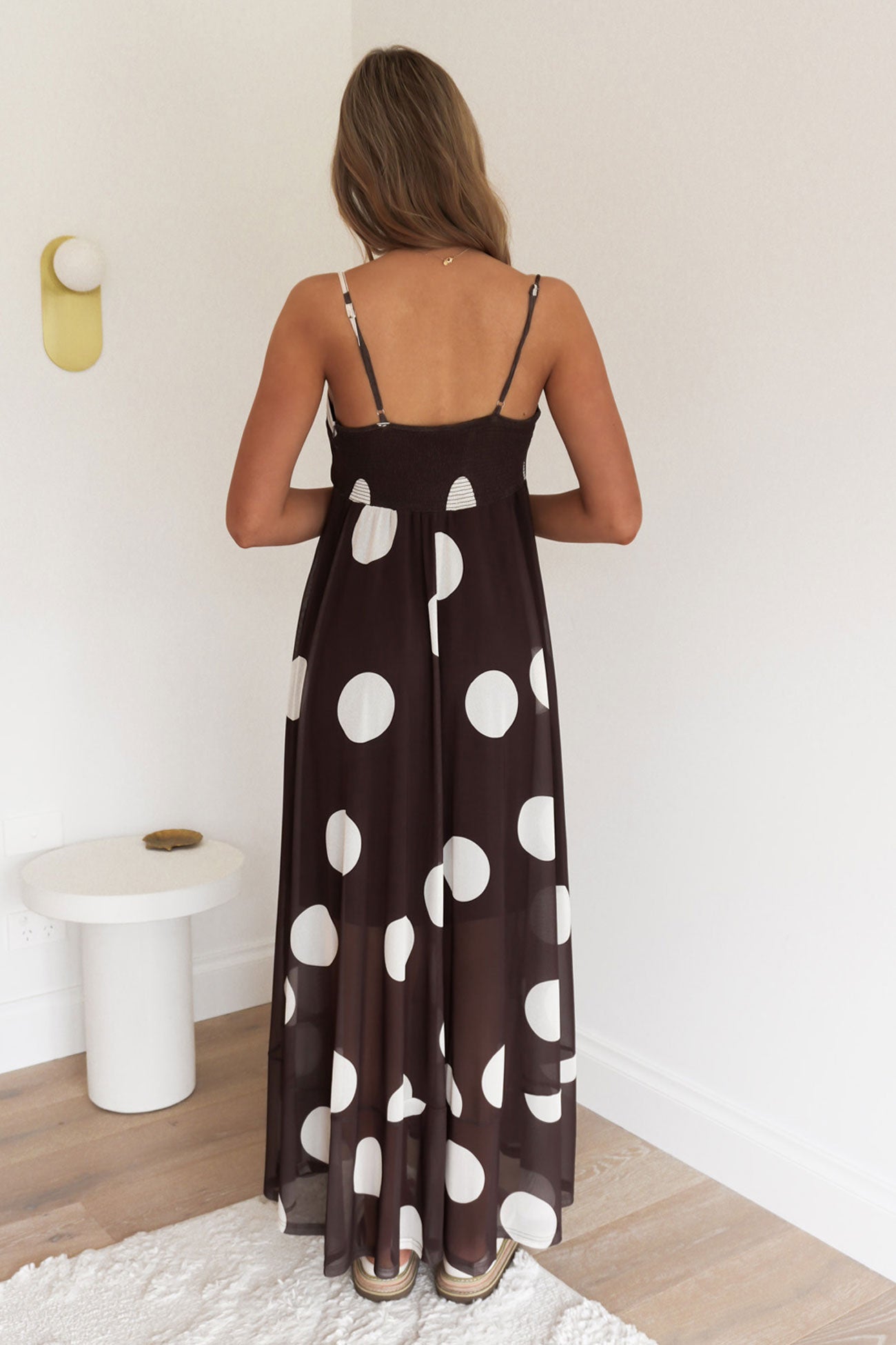 Jeane Maxi Dress Chocolate Polka Dot