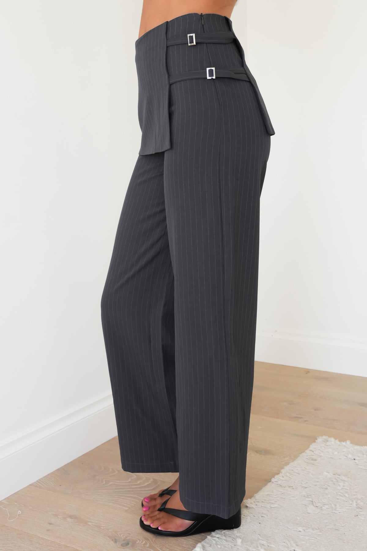 Jessilee Pant Grey Pinstripe
