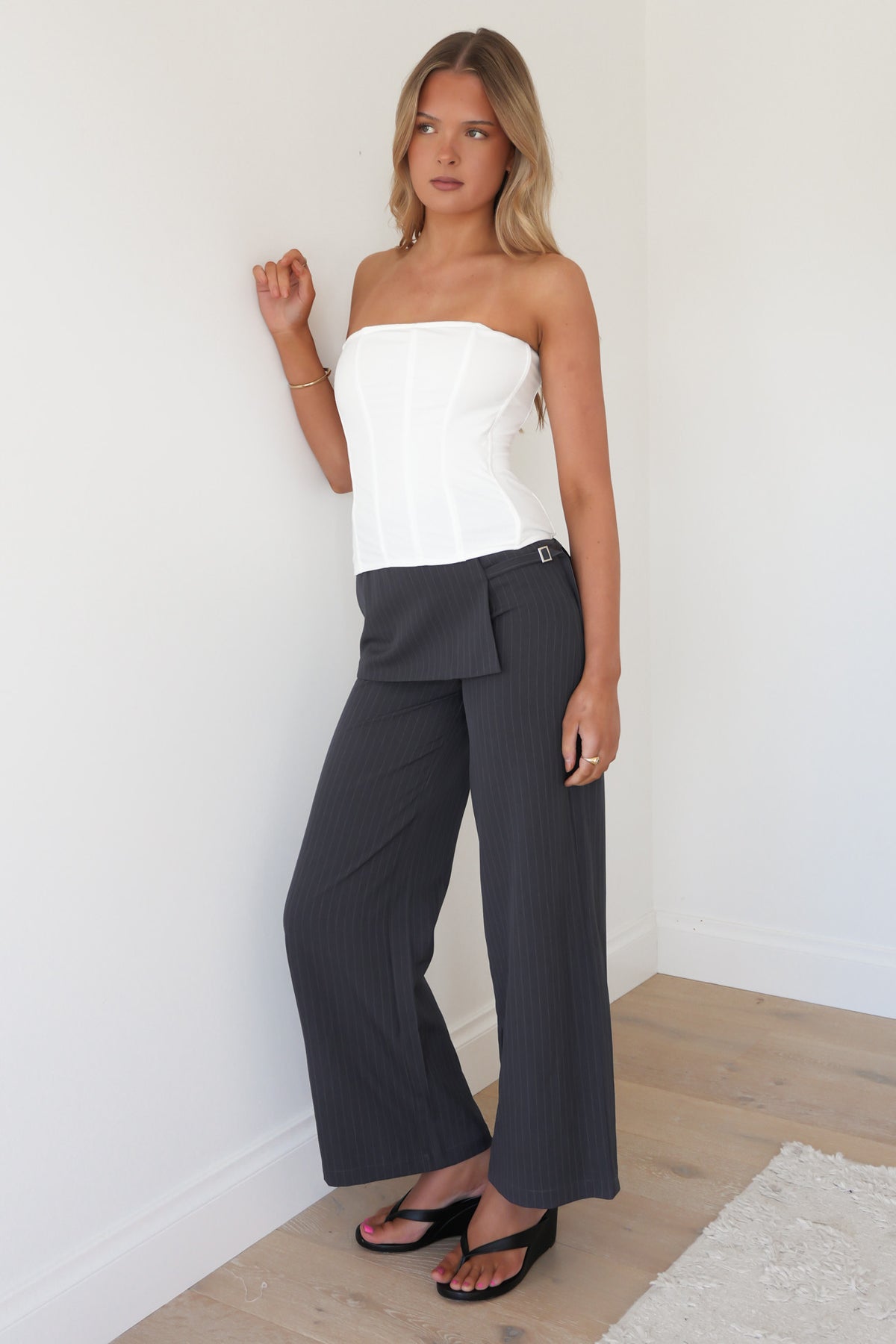 Jessilee Pant Grey Pinstripe