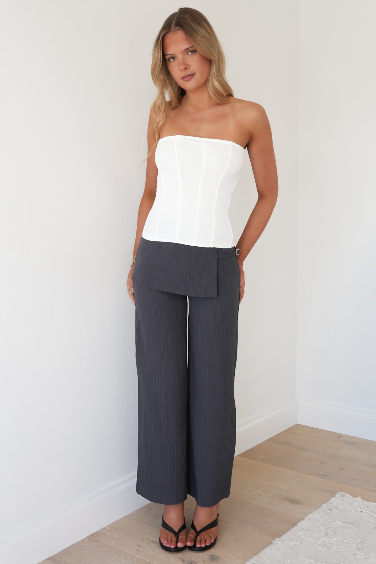 Jessilee Pant Grey Pinstripe