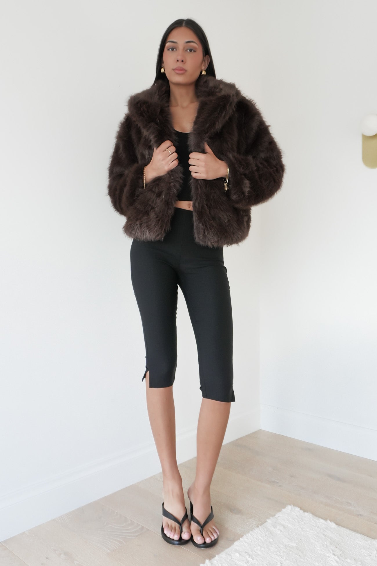 Jessy Faux Fur Coat Chocolate