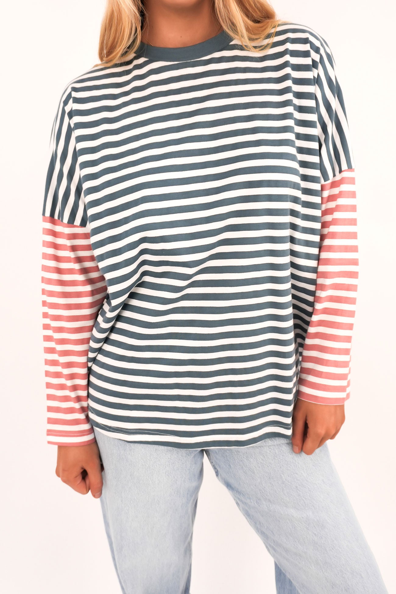 Joely Long Sleeve Pacific Dusty Rose Stripe