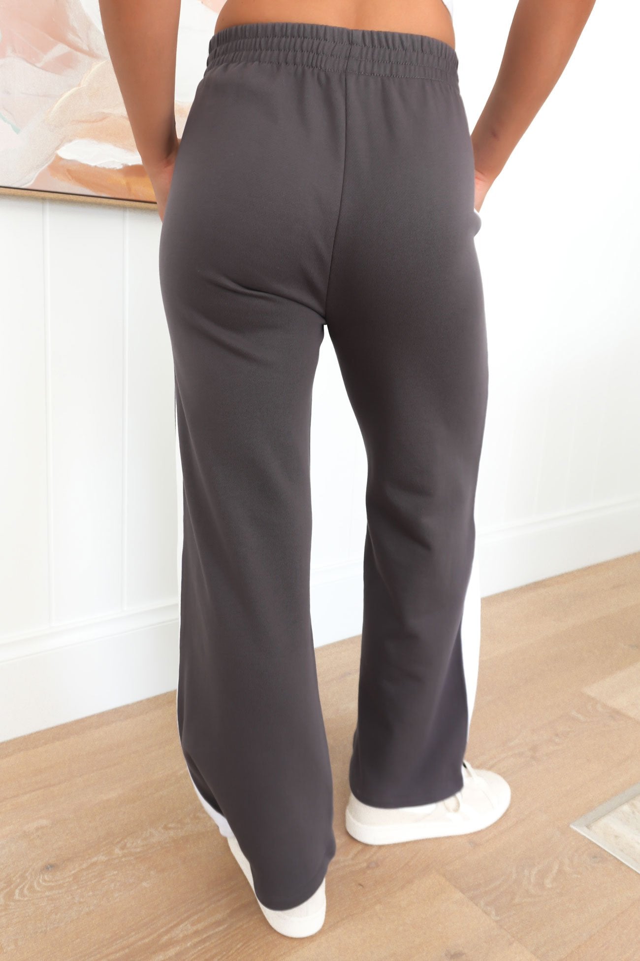 Journey Stripe Track Pant Charcoal