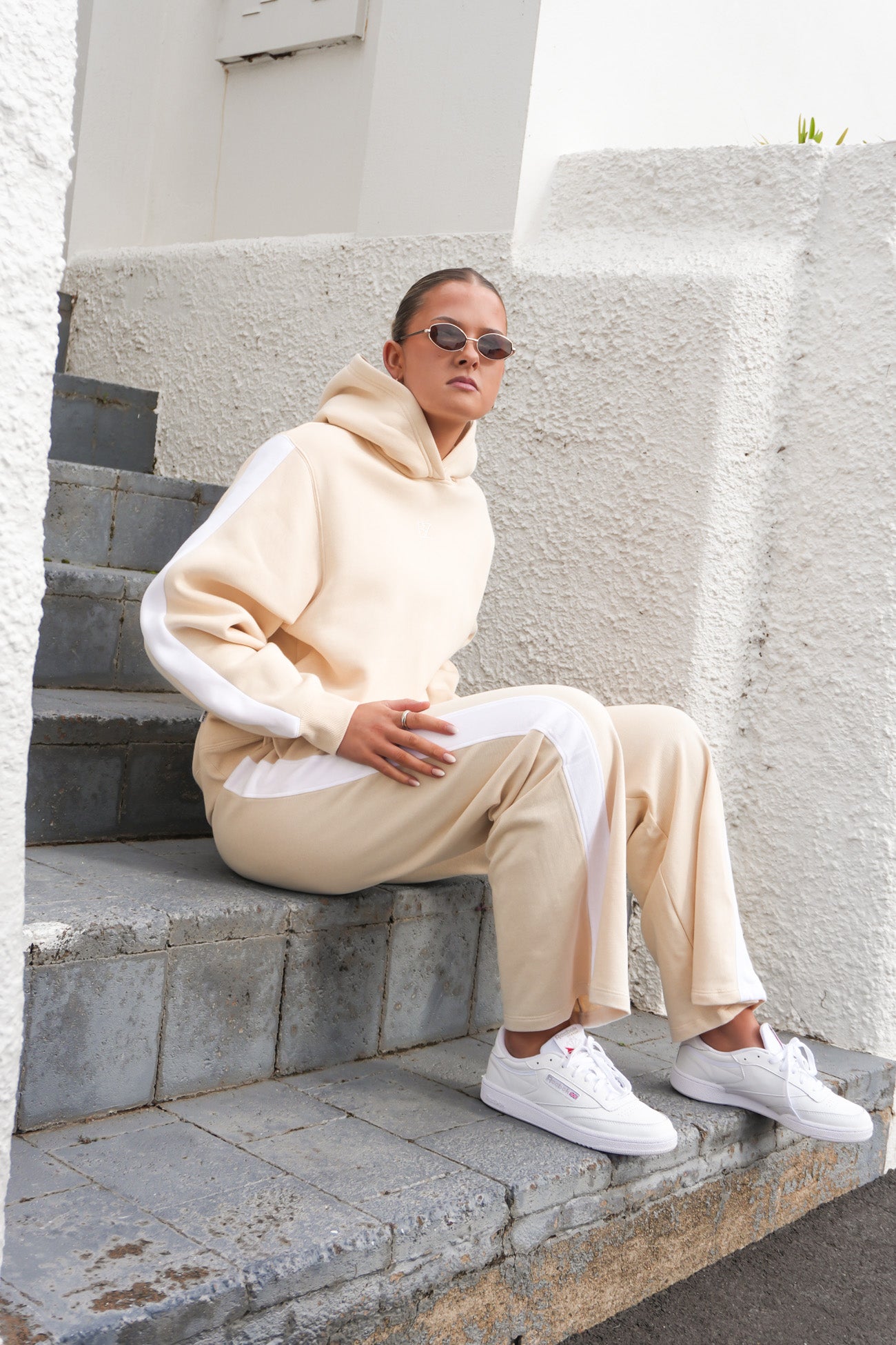 Journey Stripe Track Pant Beige