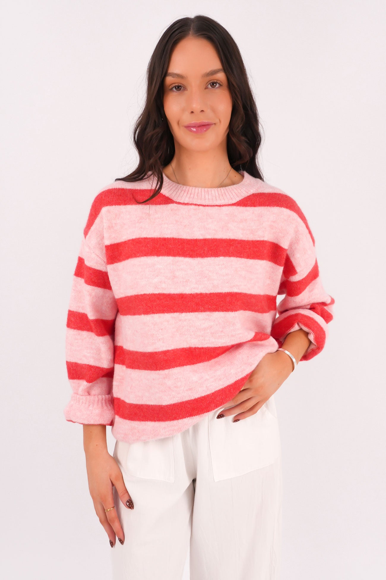 June Knit Jumper Pink Stripe