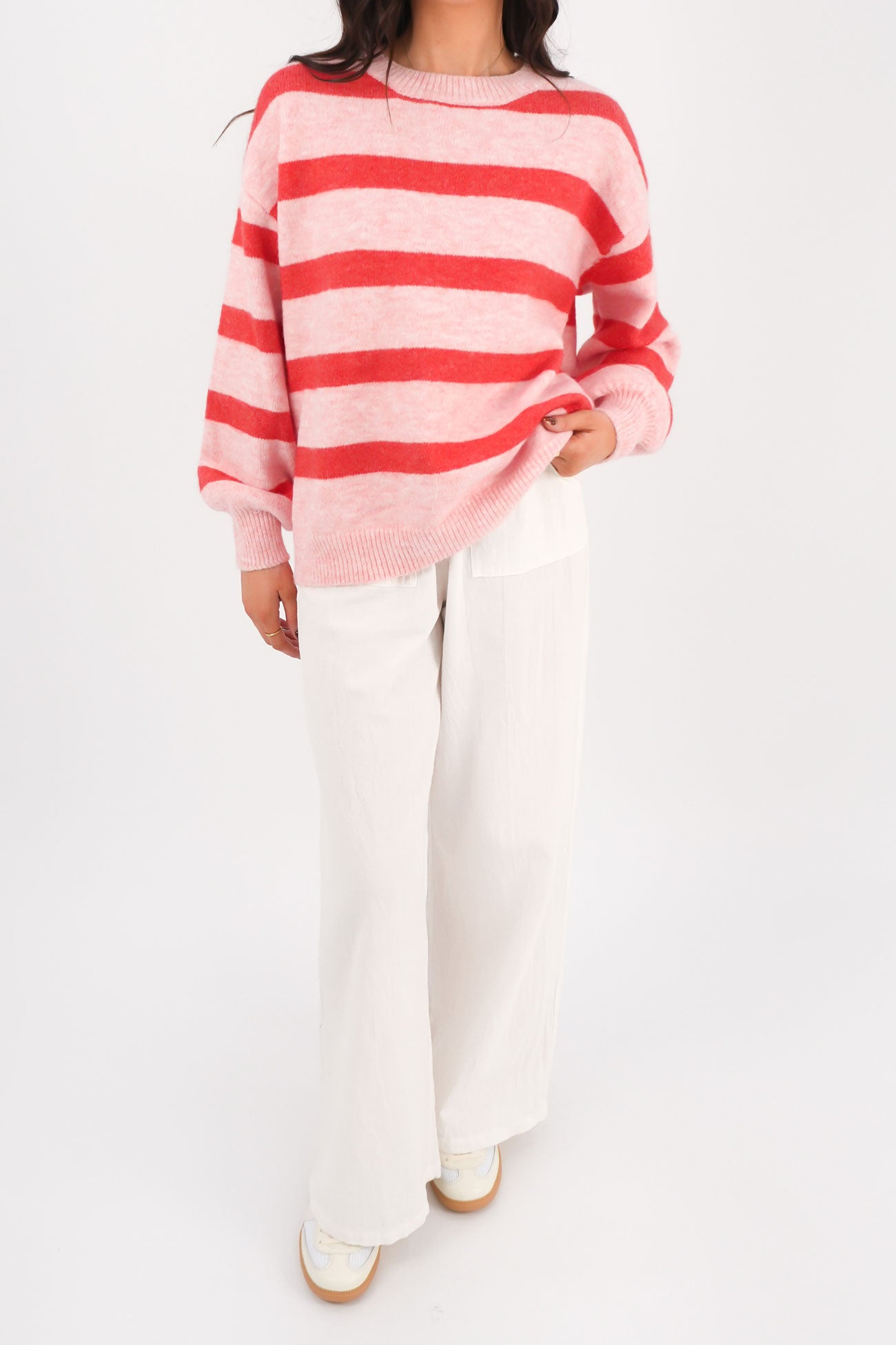 June Knit Jumper Pink Stripe