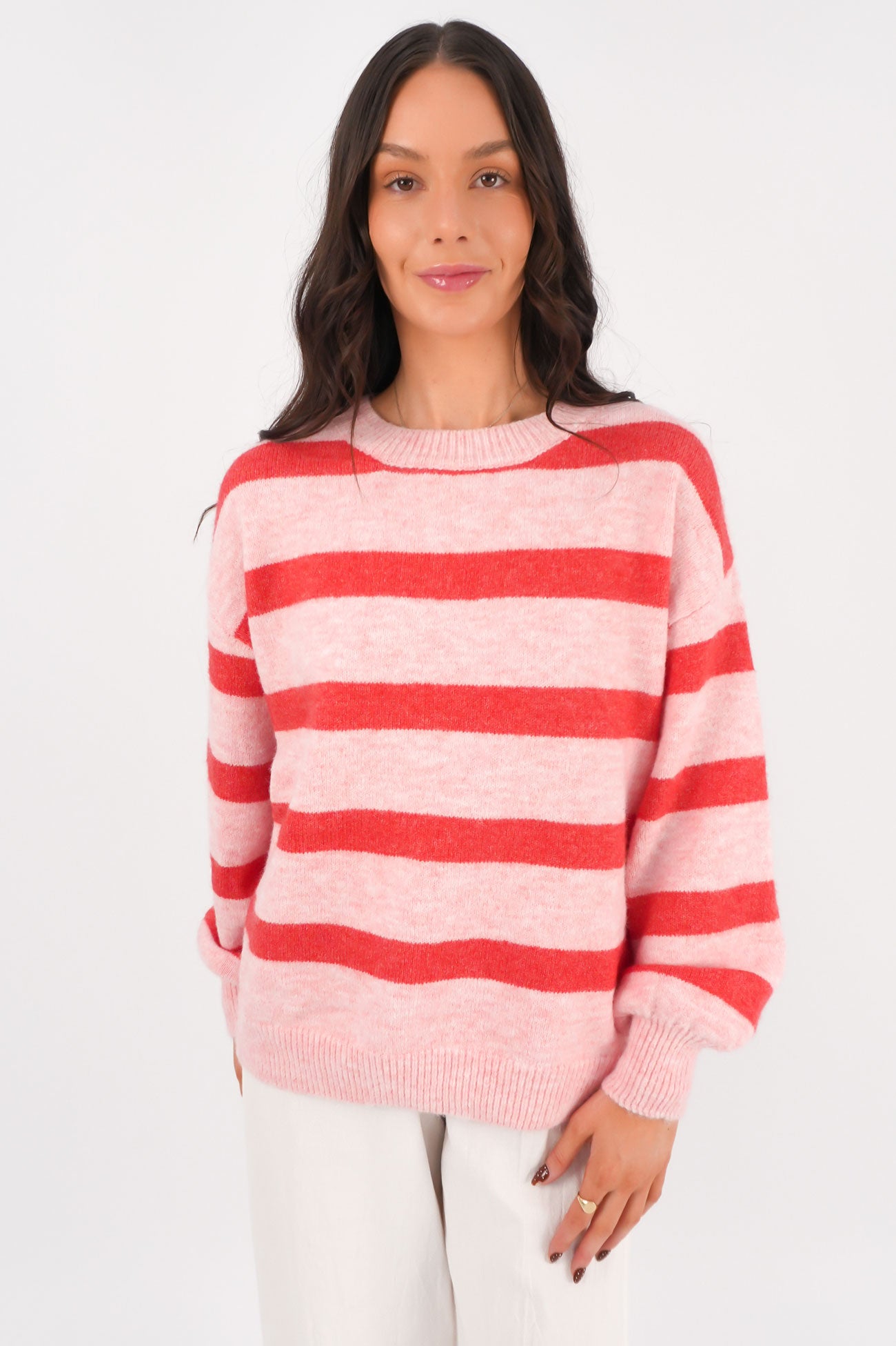 June Knit Jumper Pink Stripe